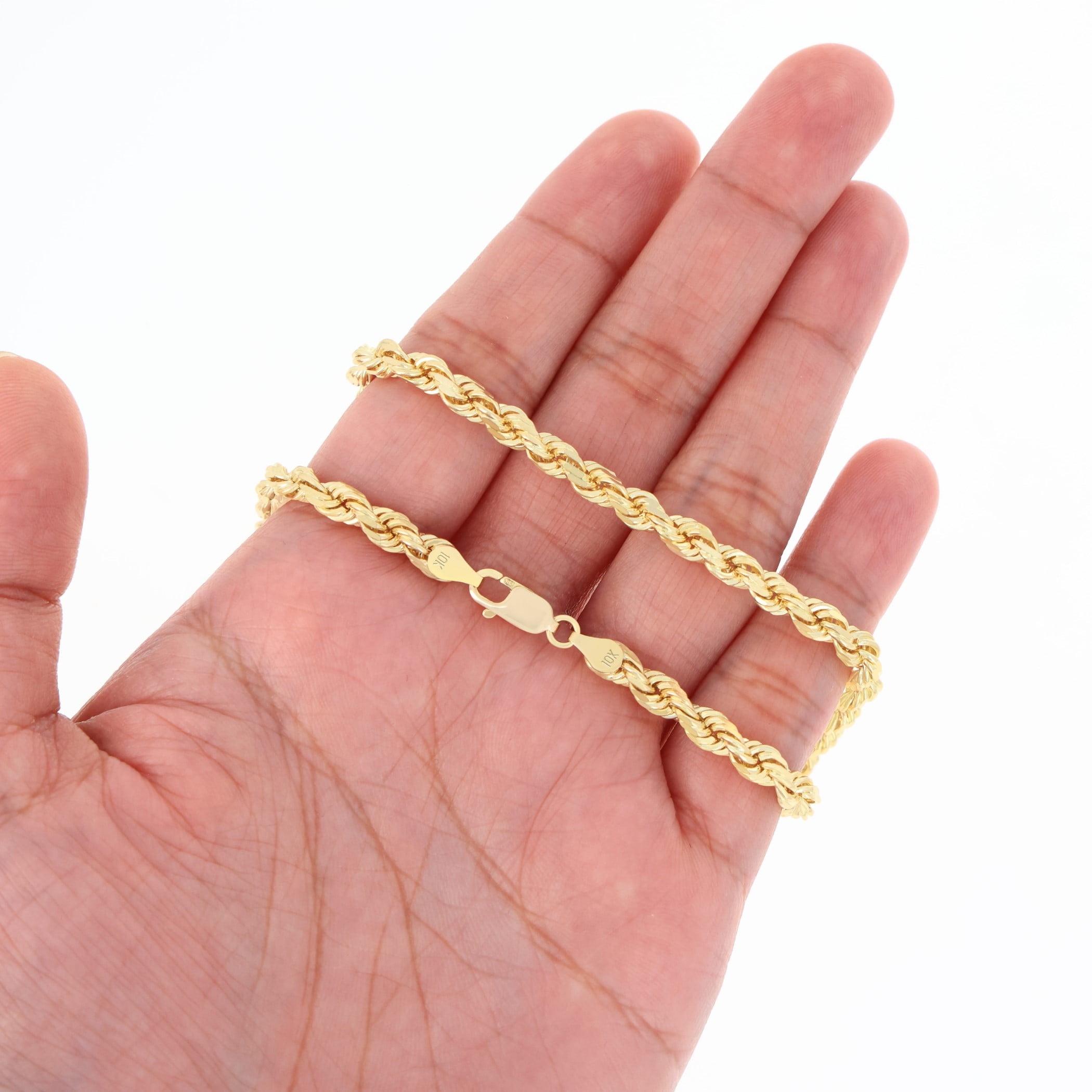 Nuragold 10K Real Yellow Gold Solid Rope Diamond Cut Chain Bracelet 7"-9" (1mm-10mm) Italian Jewelry for Men & Women - Image 4