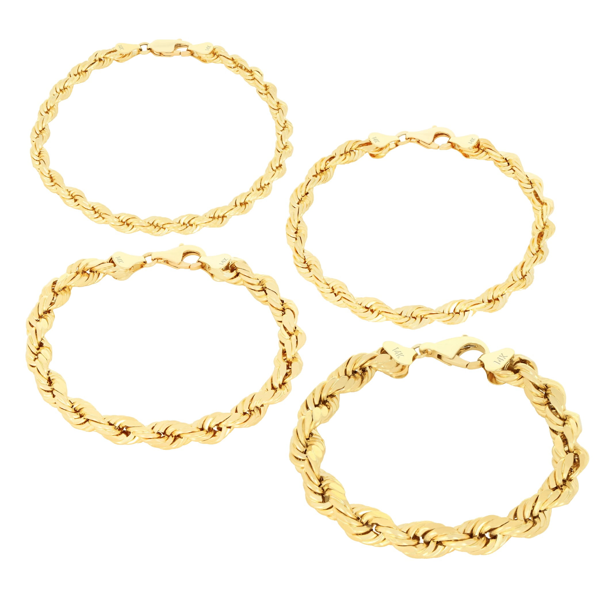 Nuragold 10K Real Yellow Gold Solid Rope Diamond Cut Chain Bracelet 7"-9" (1mm-10mm) Italian Jewelry for Men & Women - Image 3