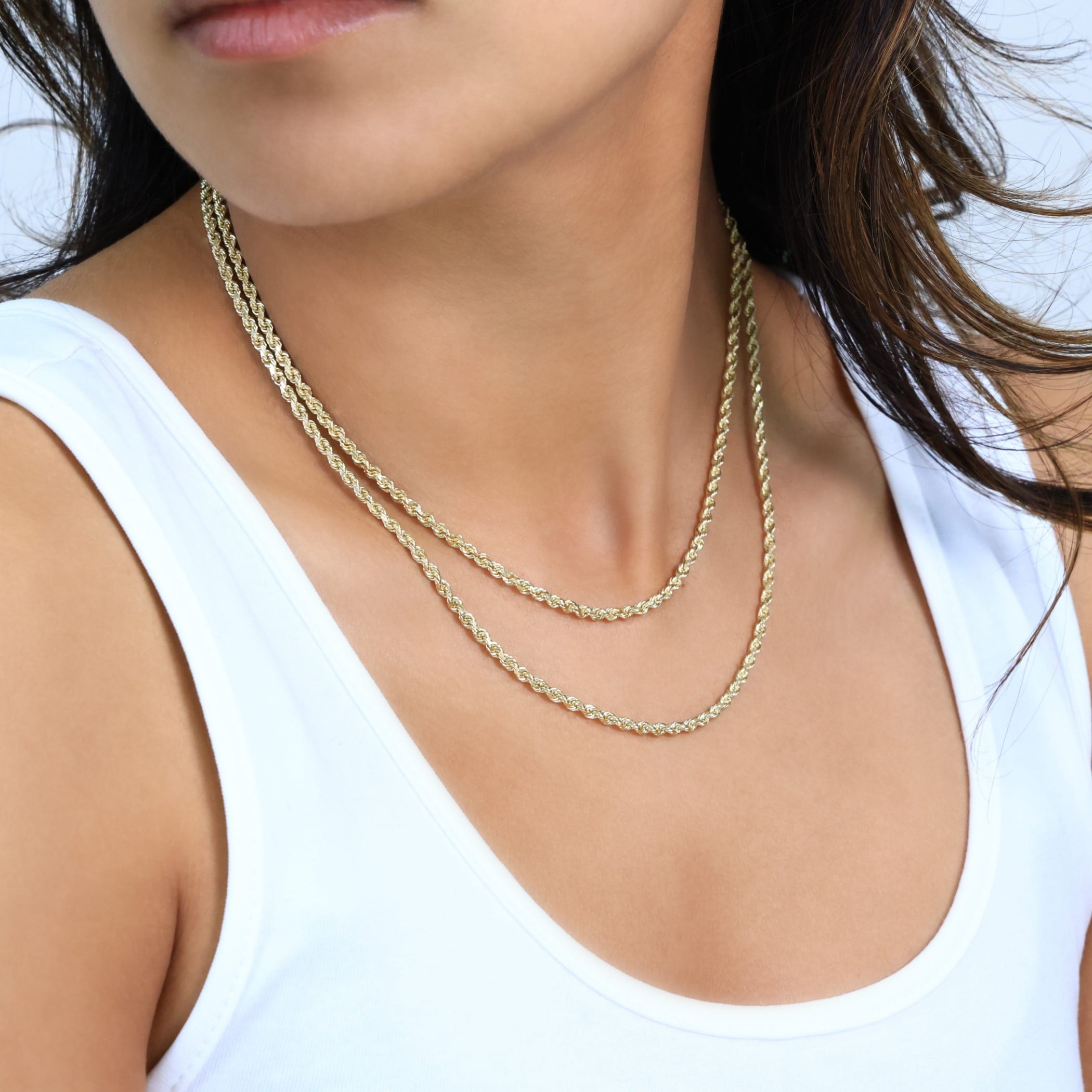 Nuragold 14k Real Yellow Gold 3mm Rope Chain Diamond Cut Necklace (16"-30") Italian Jewelry for Men & Women - Image 2