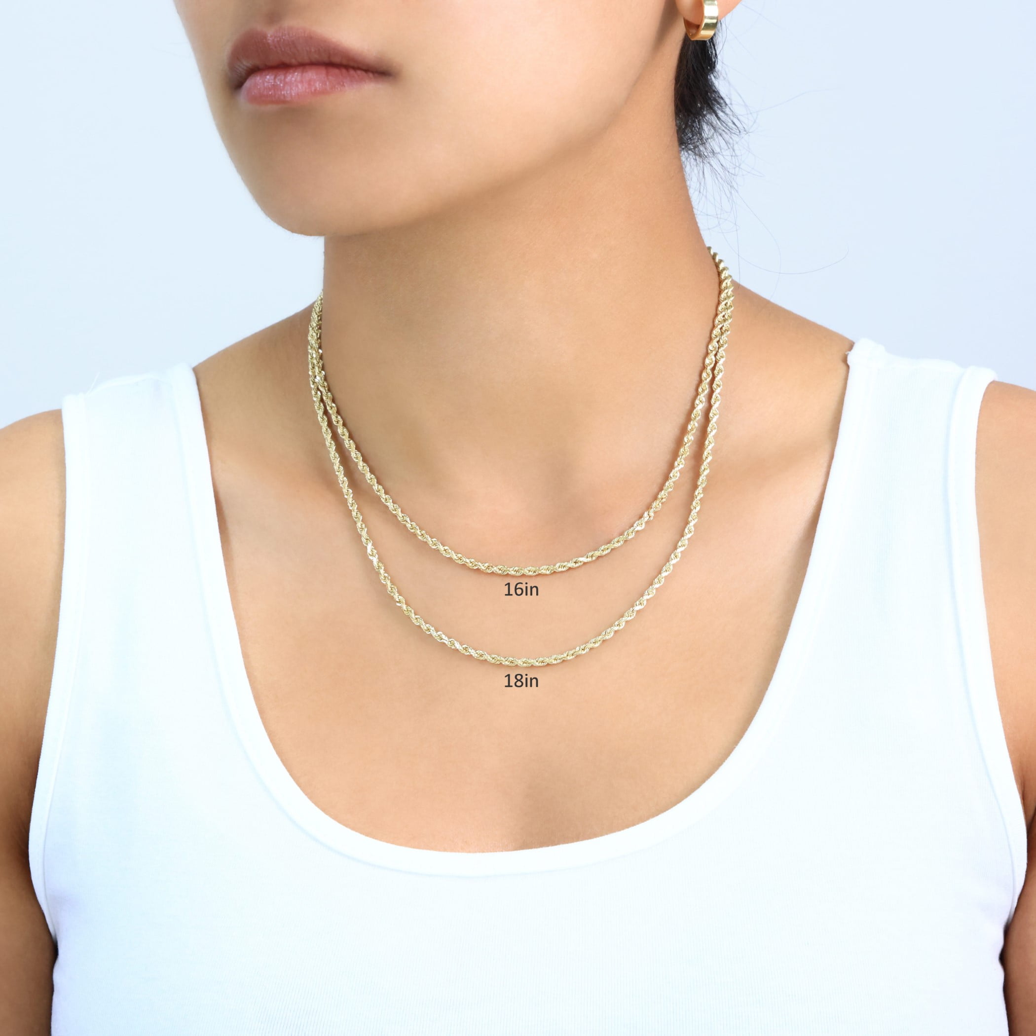 Nuragold 14k Real Yellow Gold 3mm Rope Chain Diamond Cut Necklace (16"-30") Italian Jewelry for Men & Women - Image 5