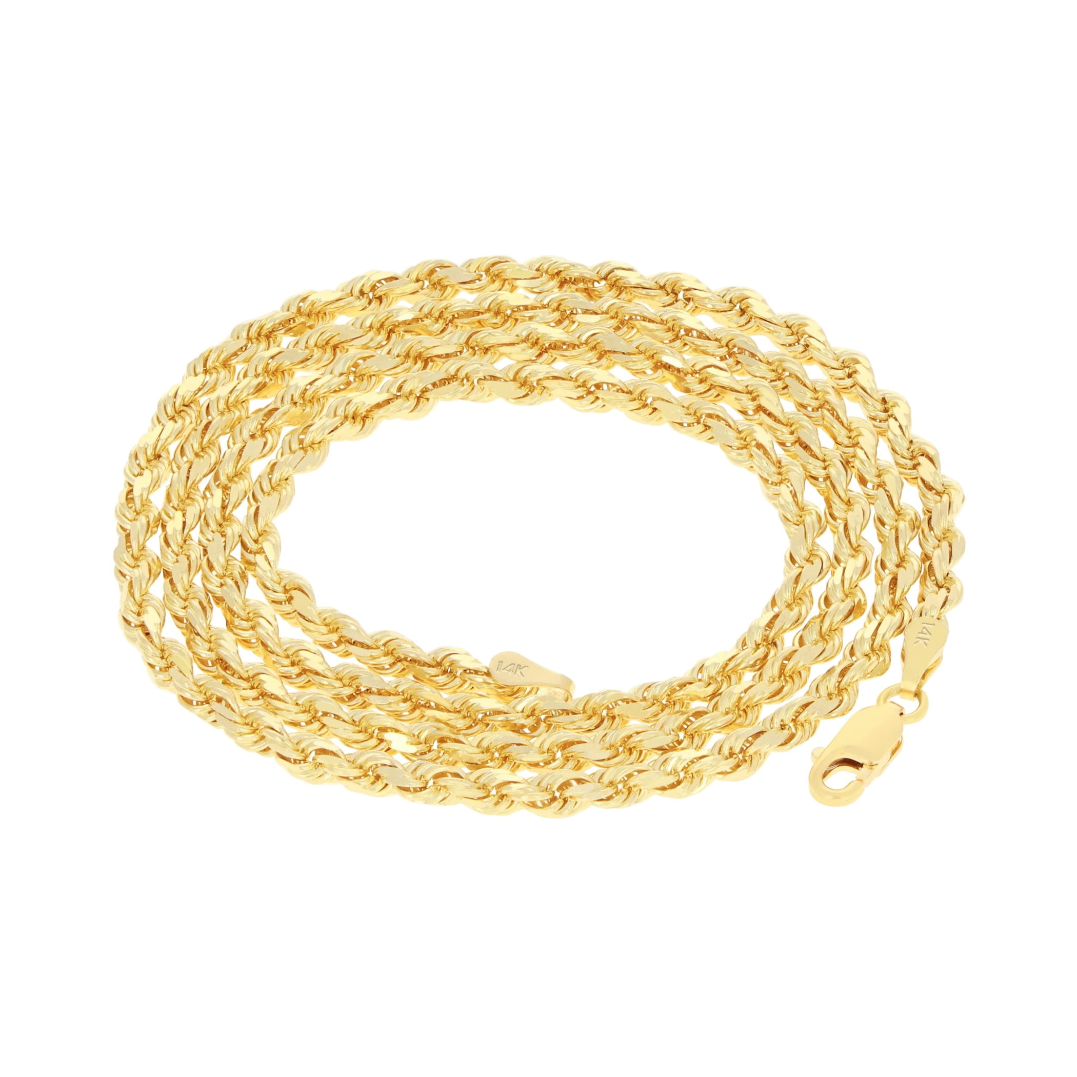 Nuragold 14k Real Yellow Gold 3mm Rope Chain Diamond Cut Necklace (16"-30") Italian Jewelry for Men & Women - Image 4