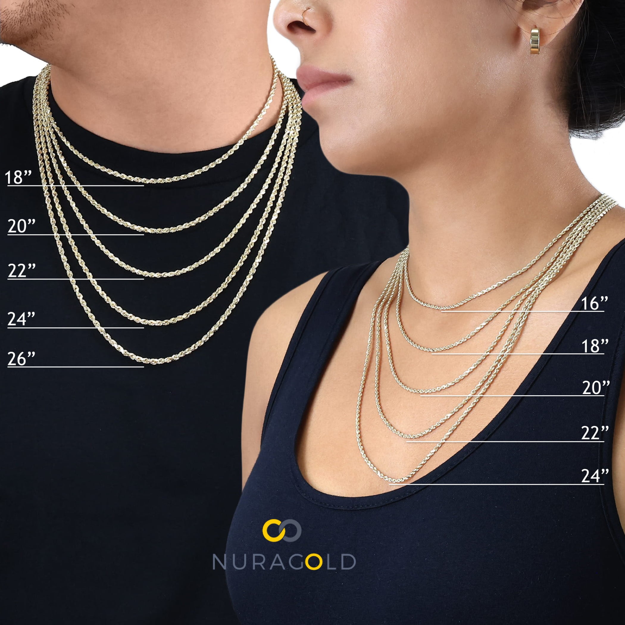 Nuragold 14k Real Yellow Gold Cuban Curb Link 2.5mm Chain Necklace (16"-26") Italian Jewelry for Men & Women - Image 3