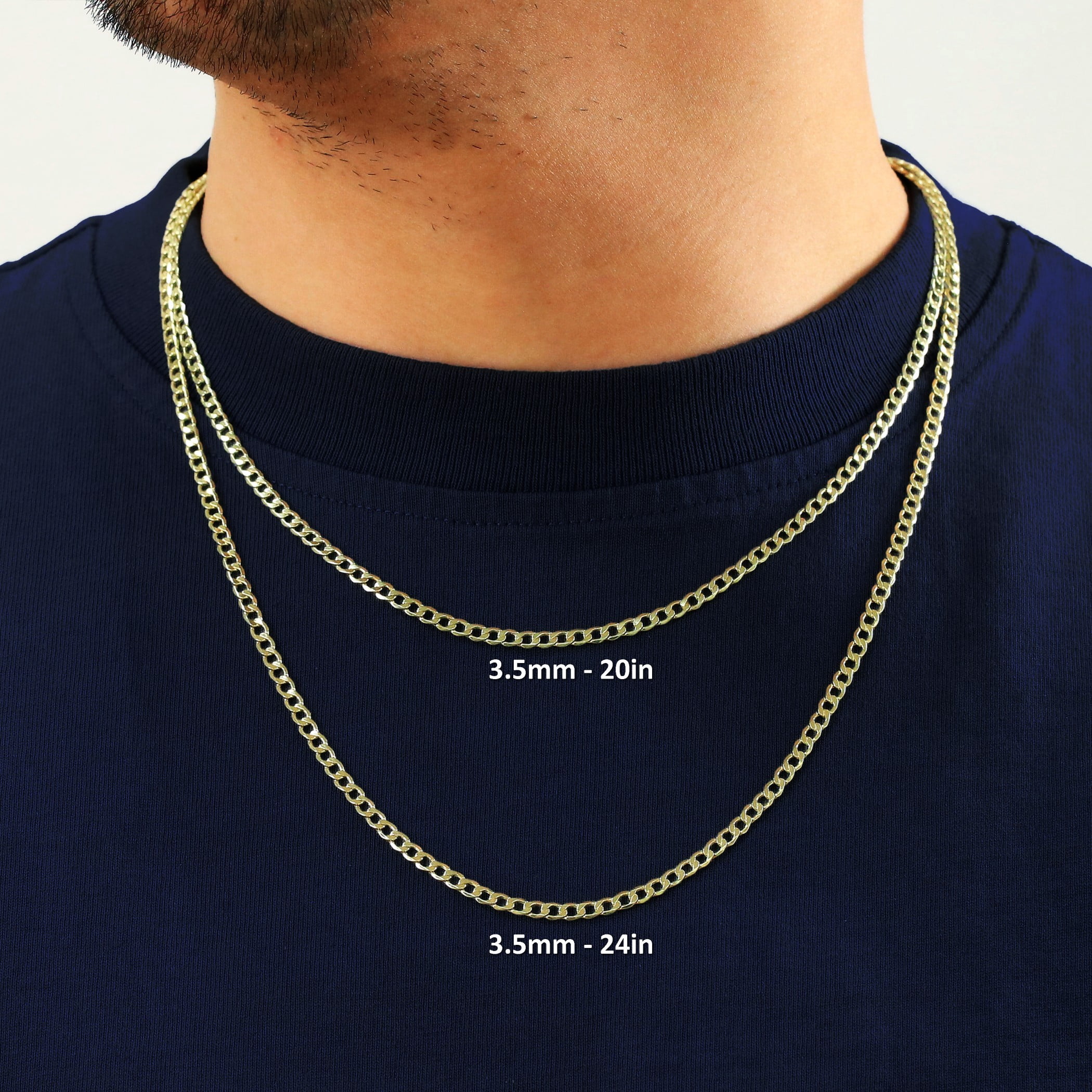 Nuragold 14k Real Yellow Gold Cuban Curb Link 3.5mm Chain Necklace (16"-30") Italian Jewelry for Men & Women - Image 4
