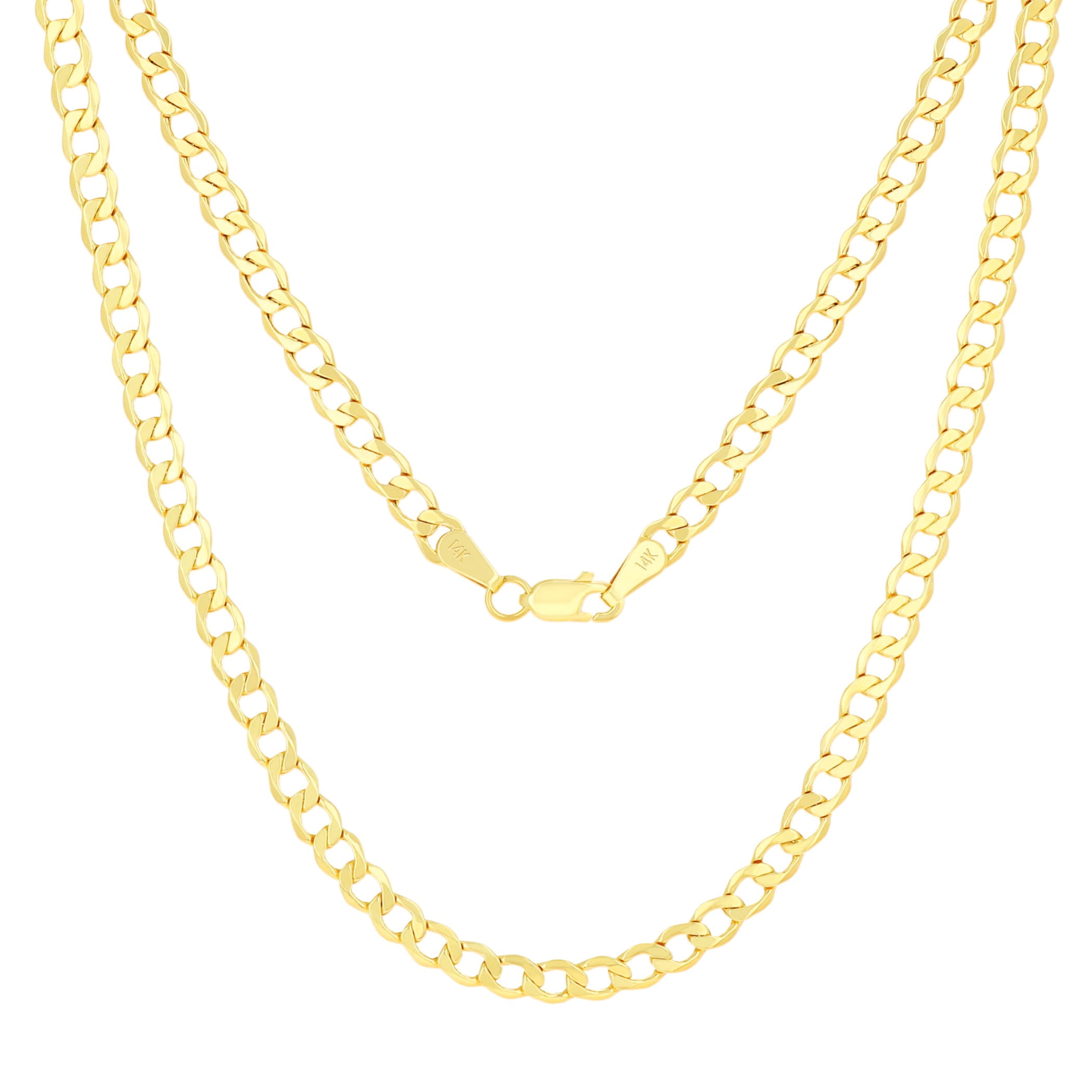 Nuragold 14k Real Yellow Gold Cuban Curb Link 3.5mm Chain Necklace (16"-30") Italian Jewelry for Men & Women - Image 3