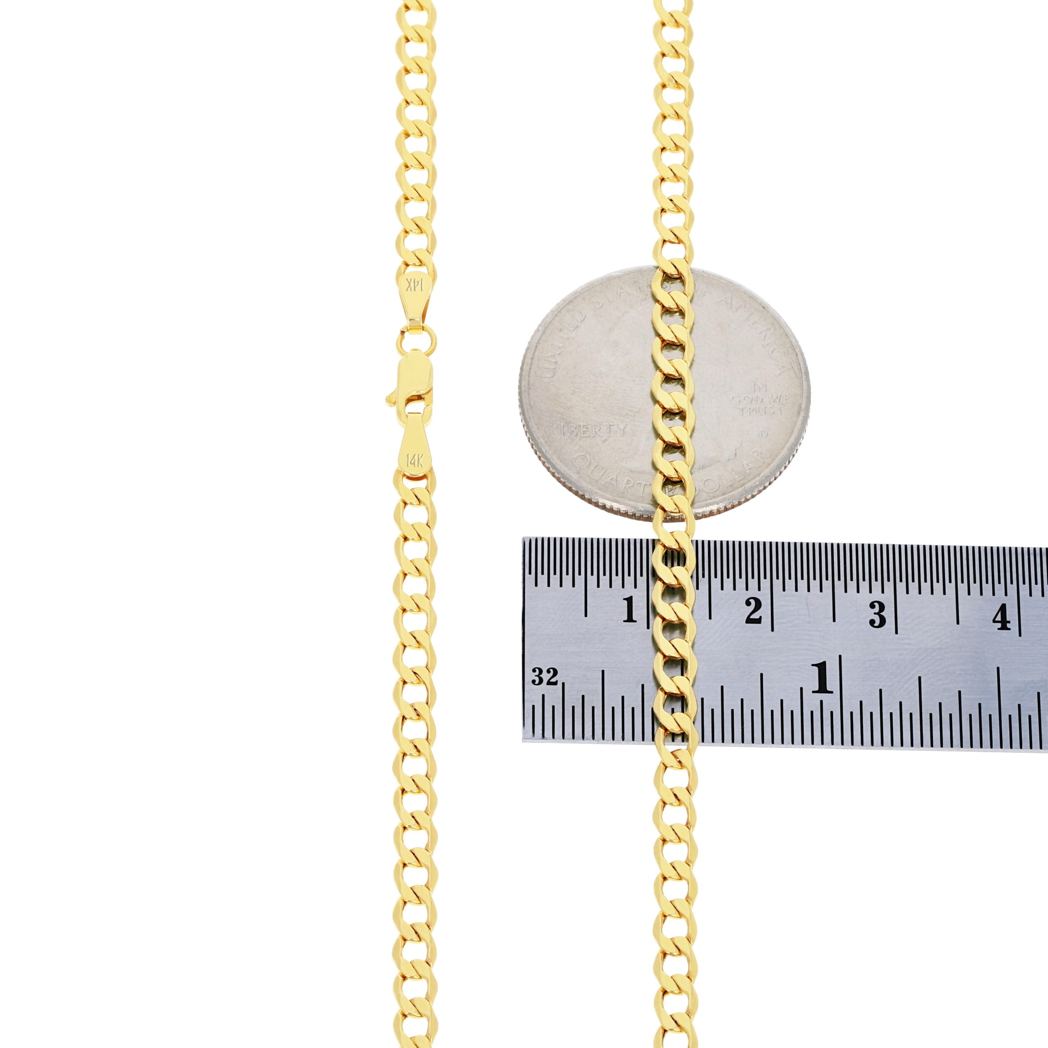Nuragold 14k Real Yellow Gold Cuban Curb Link 3.5mm Chain Necklace (16"-30") Italian Jewelry for Men & Women - Image 2