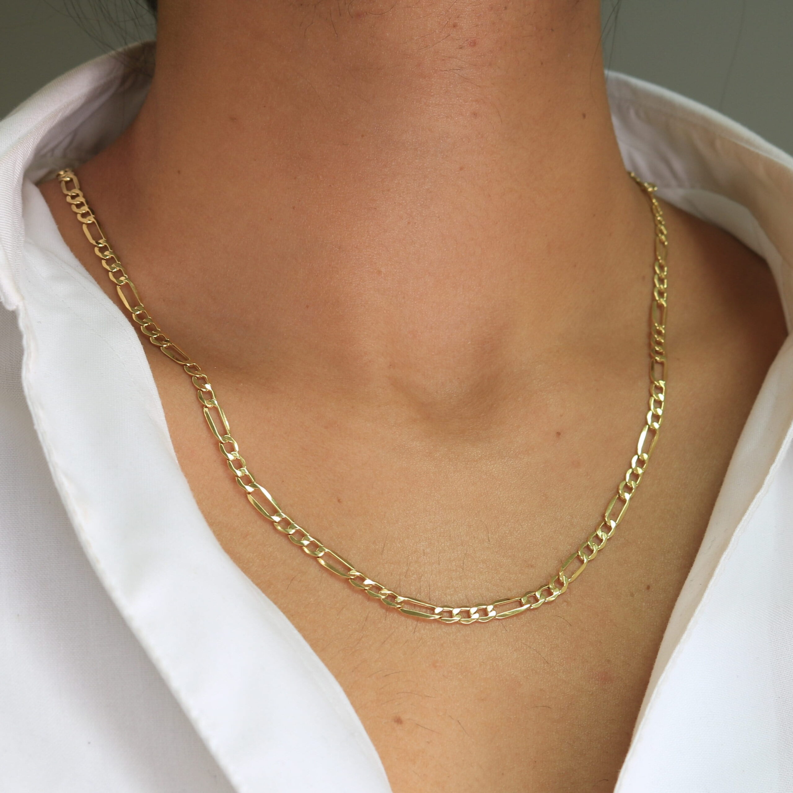Nuragold 14k Real Yellow Gold Figaro Link 3.5mm Chain Necklace (16"-26") Italian Jewelry for Men & Women - Image 4
