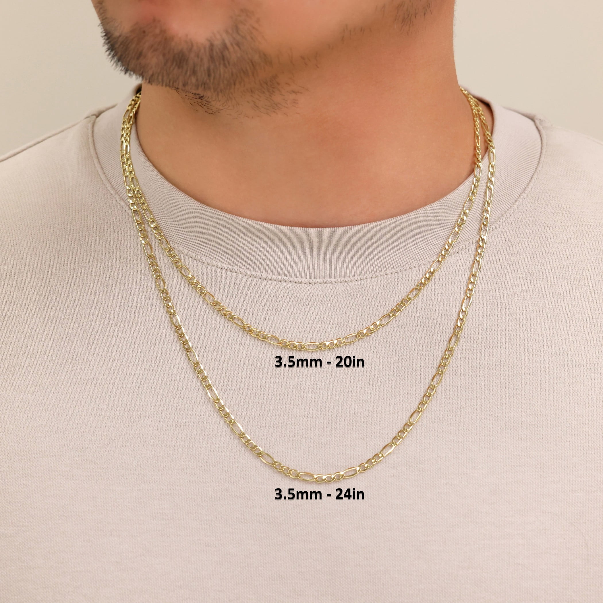 Nuragold 14k Real Yellow Gold Figaro Link 3.5mm Chain Necklace (16"-26") Italian Jewelry for Men & Women - Image 3