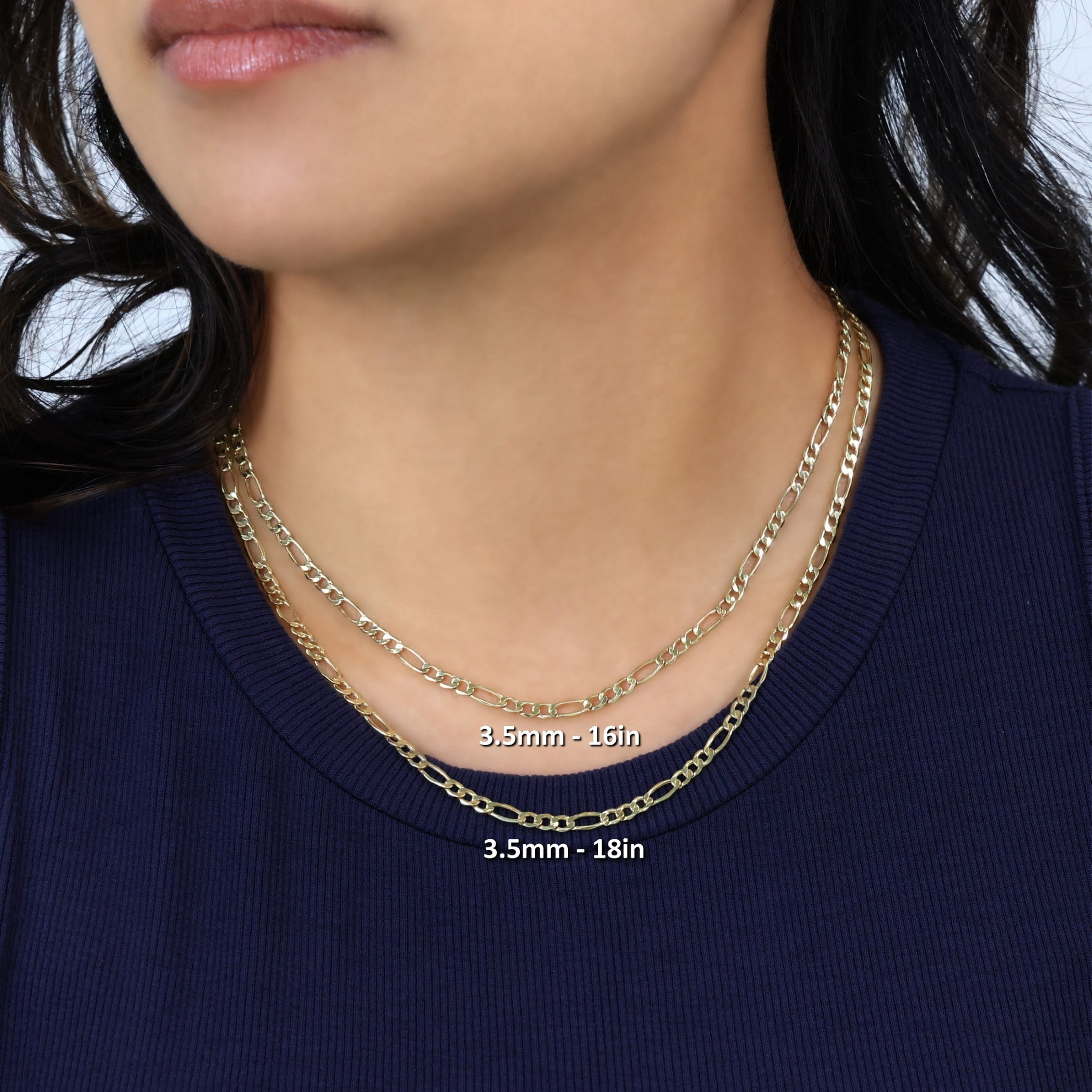 Nuragold 14k Real Yellow Gold Figaro Link 3.5mm Chain Necklace (16"-26") Italian Jewelry for Men & Women - Image 2
