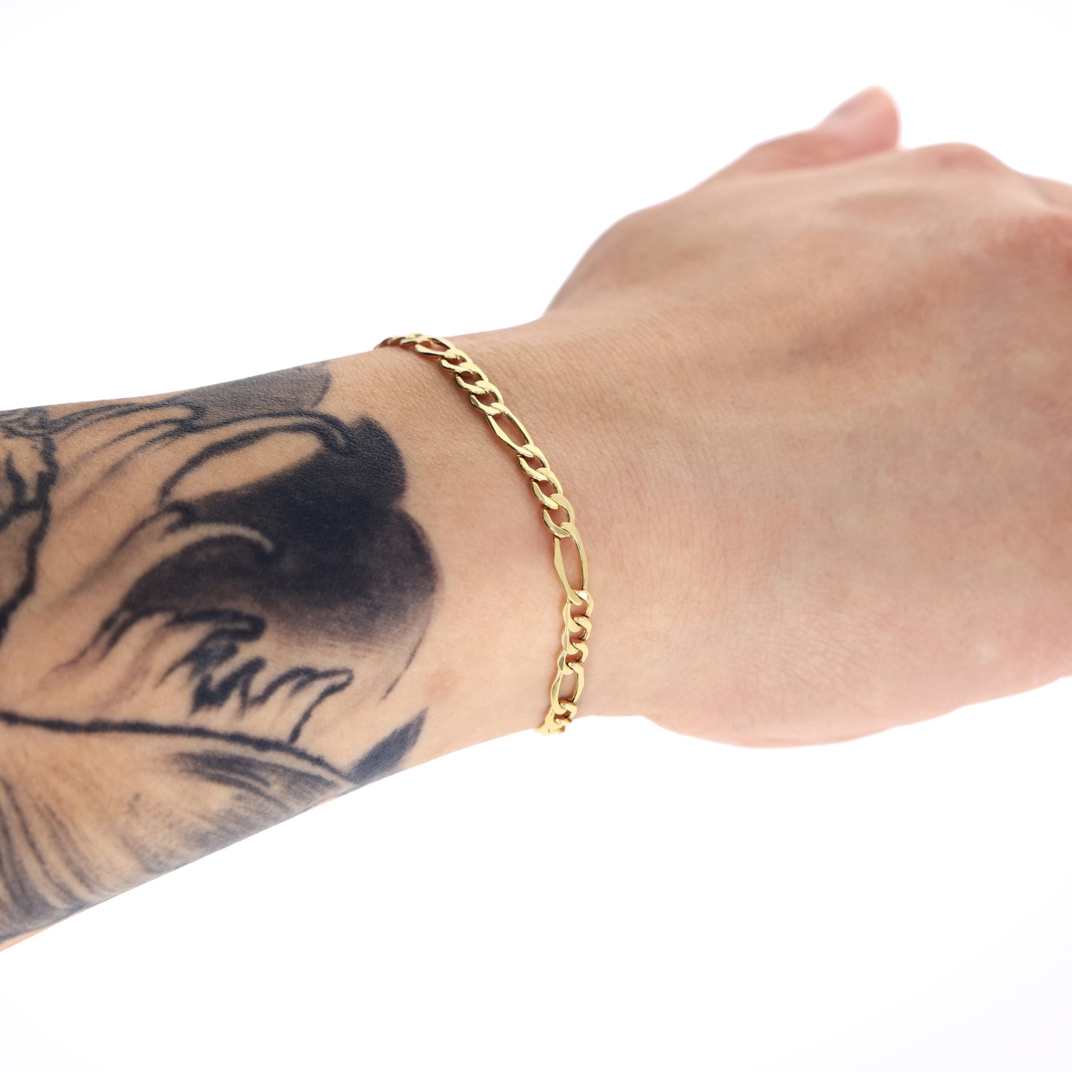 Nuragold 14K Real Yellow Gold Figaro Link Chain Bracelet 7"-9" (3.5mm-7.5mm) Italian Jewelry for Men & Women - Image 4