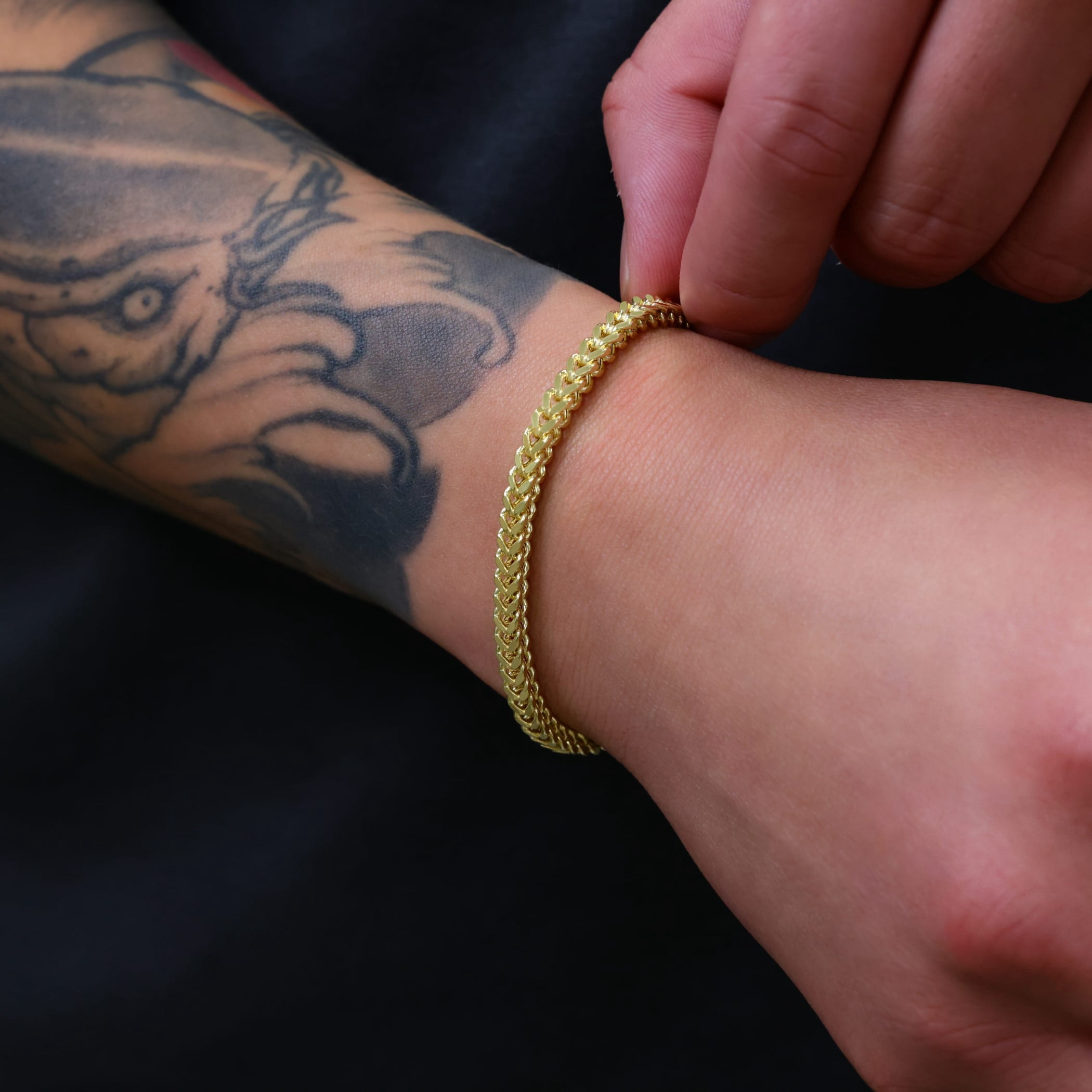 Nuragold 14K Real Yellow Gold Franco Square Chain Wheat Bracelet 7"-9" (1.5mm-5mm) Italian Jewelry for Men & Women - Image 3