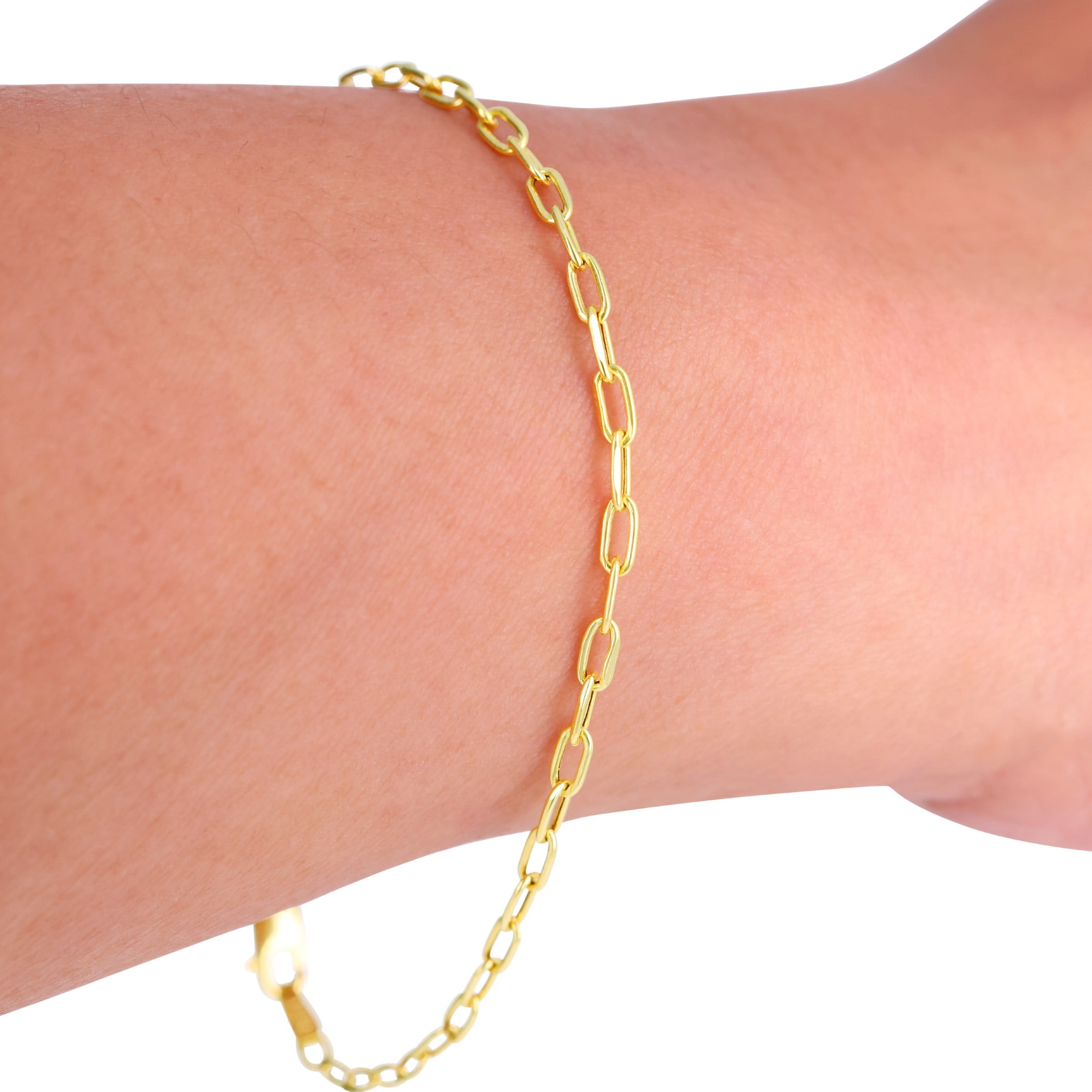 Nuragold 14K Real Yellow Gold Paperclip Chain Elongated Cable Link Bracelet 7"-8" (2mm-7mm) Italian Jewelry for Men & Women - Image 2