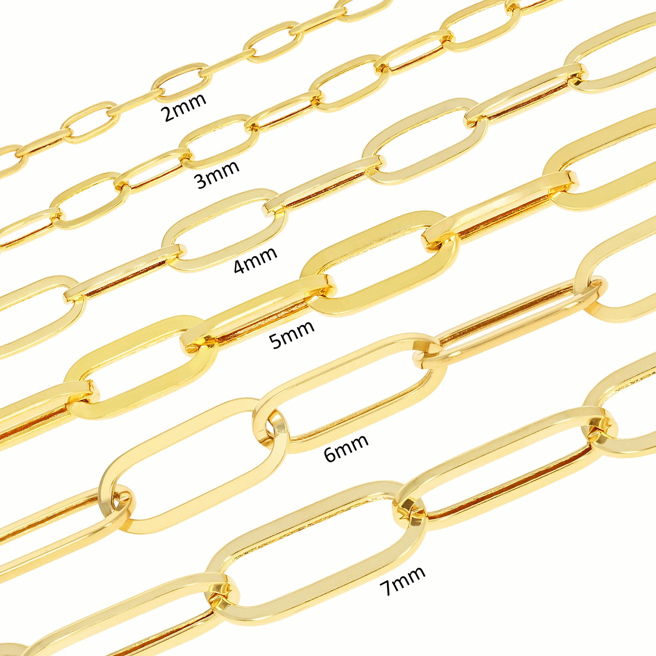 Nuragold 14K Real Yellow Gold Paperclip Chain Elongated Cable Link Bracelet 7"-8" (2mm-7mm) Italian Jewelry for Men & Women - Image 5
