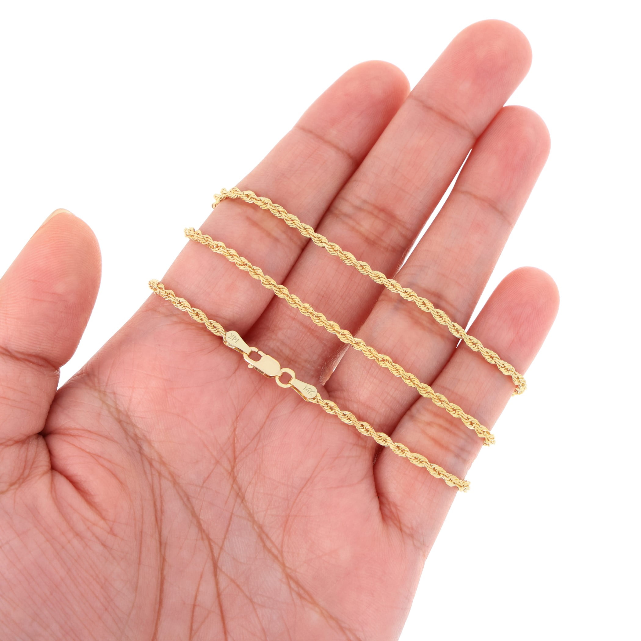 Nuragold 14K Real Yellow Gold Solid Rope Diamond Cut Chain Necklace 16"-30" (1mm-10mm) Italian Jewelry for Men & Women - Image 4