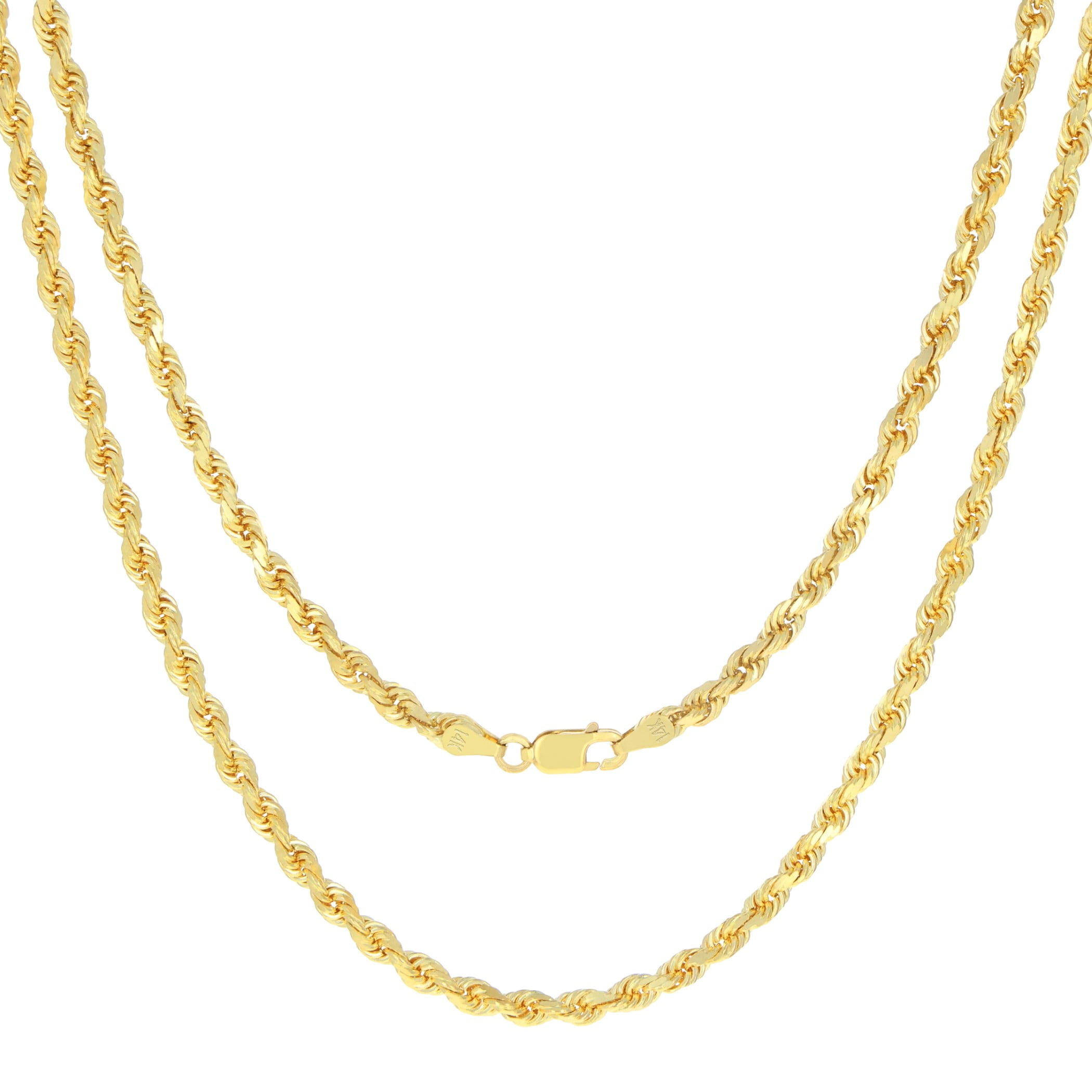 Nuragold 14K Real Yellow Gold Rope Diamond Cut Chain Necklace 16"-30" (1.5mm-10mm) Italian Jewelry for Men & Women - Image 2