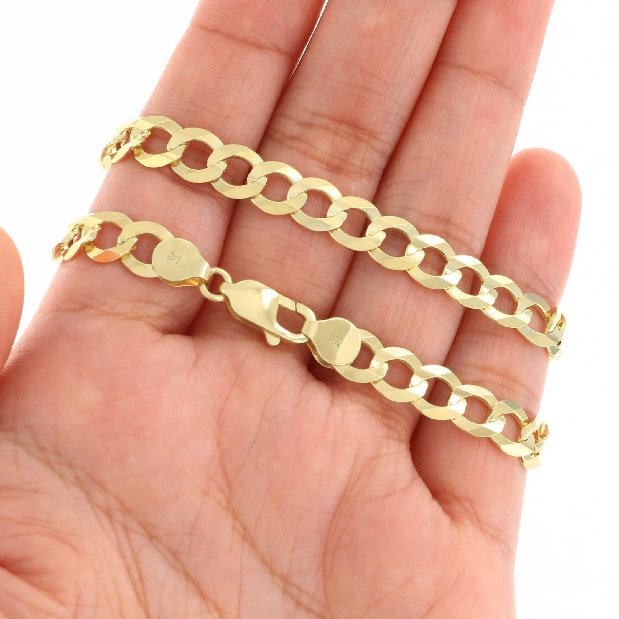 Nuragold 14K Real Yellow Gold Solid Cuban Curb Link Chain Necklace 16"-30" (1.5mm-12mm) Italian Jewelry for Men & Women - Image 3