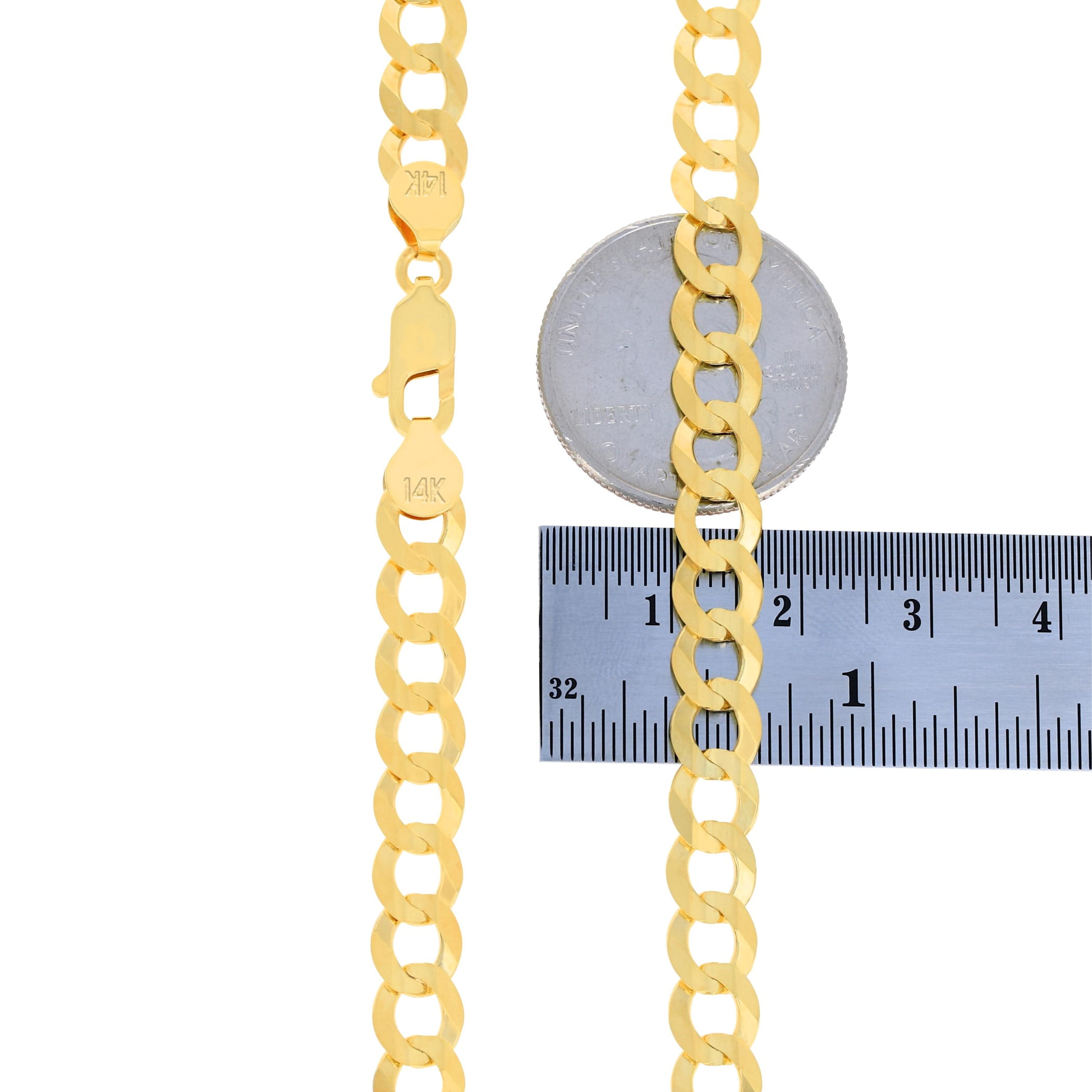 Nuragold 14K Real Yellow Gold Solid Cuban Curb Link Chain Necklace 16"-30" (1.5mm-12mm) Italian Jewelry for Men & Women - Image 4