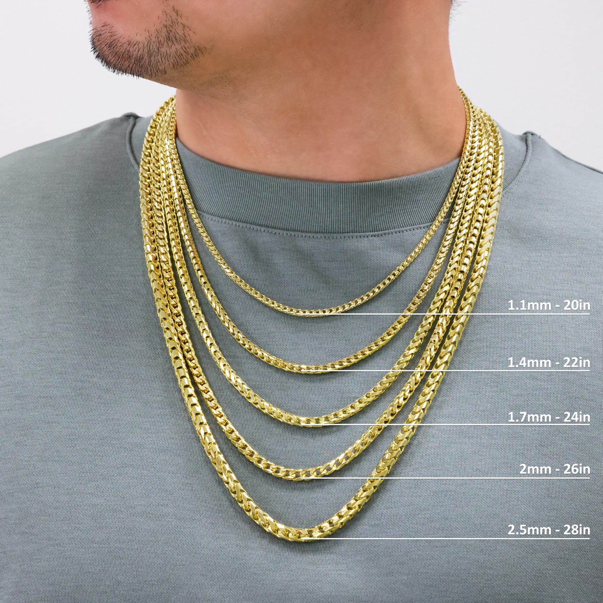 Nuragold 14K Real Yellow Gold Solid Franco Diamond Cut Chain Necklace 16"-30" (0.6mm-6mm) Italian Jewelry for Men & Women - Image 3