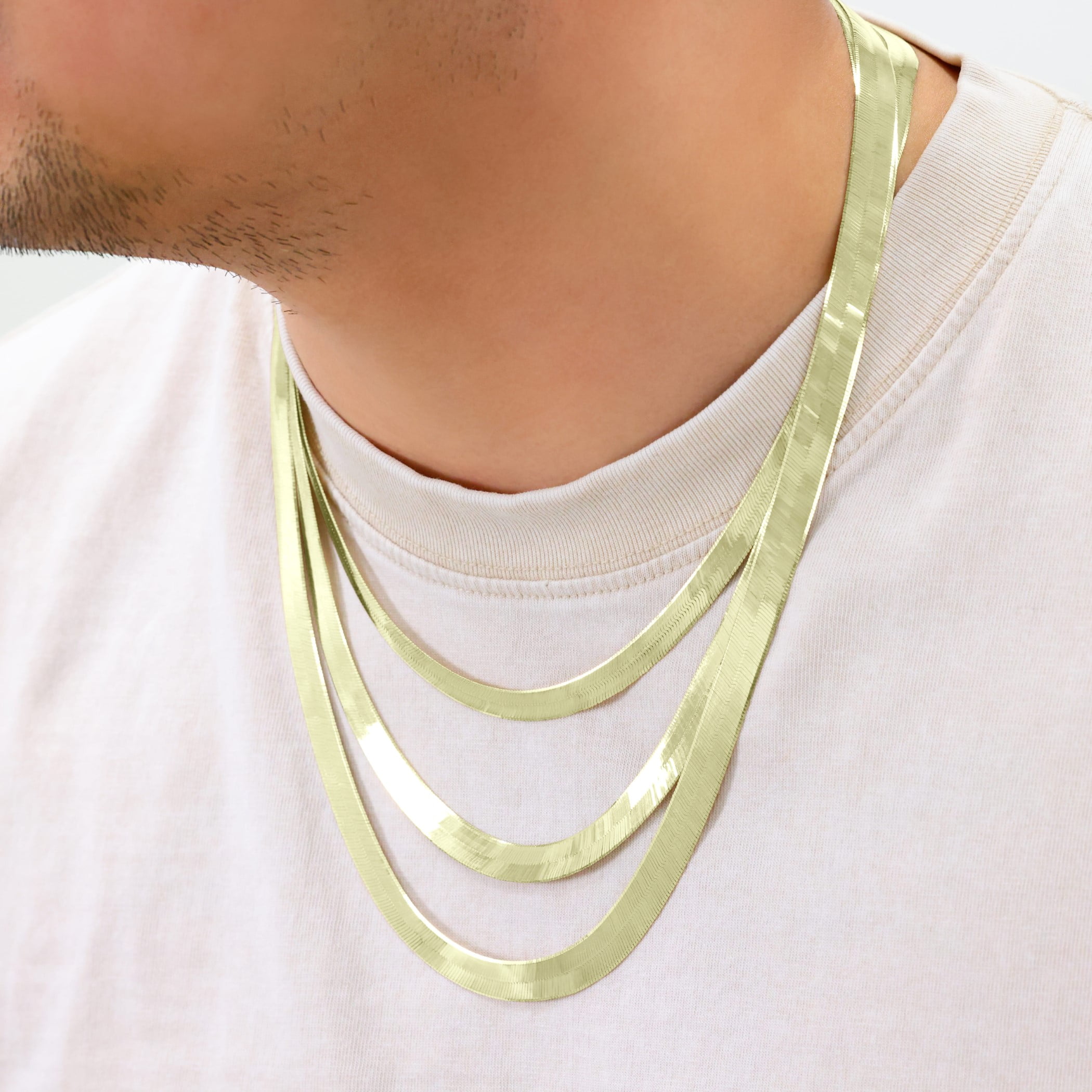Nuragold 14K Real Yellow Gold Solid Herringbone Flexible Chain Necklace 14"-24" (3mm-7mm) Italian Jewelry for Men & Women - Image 4