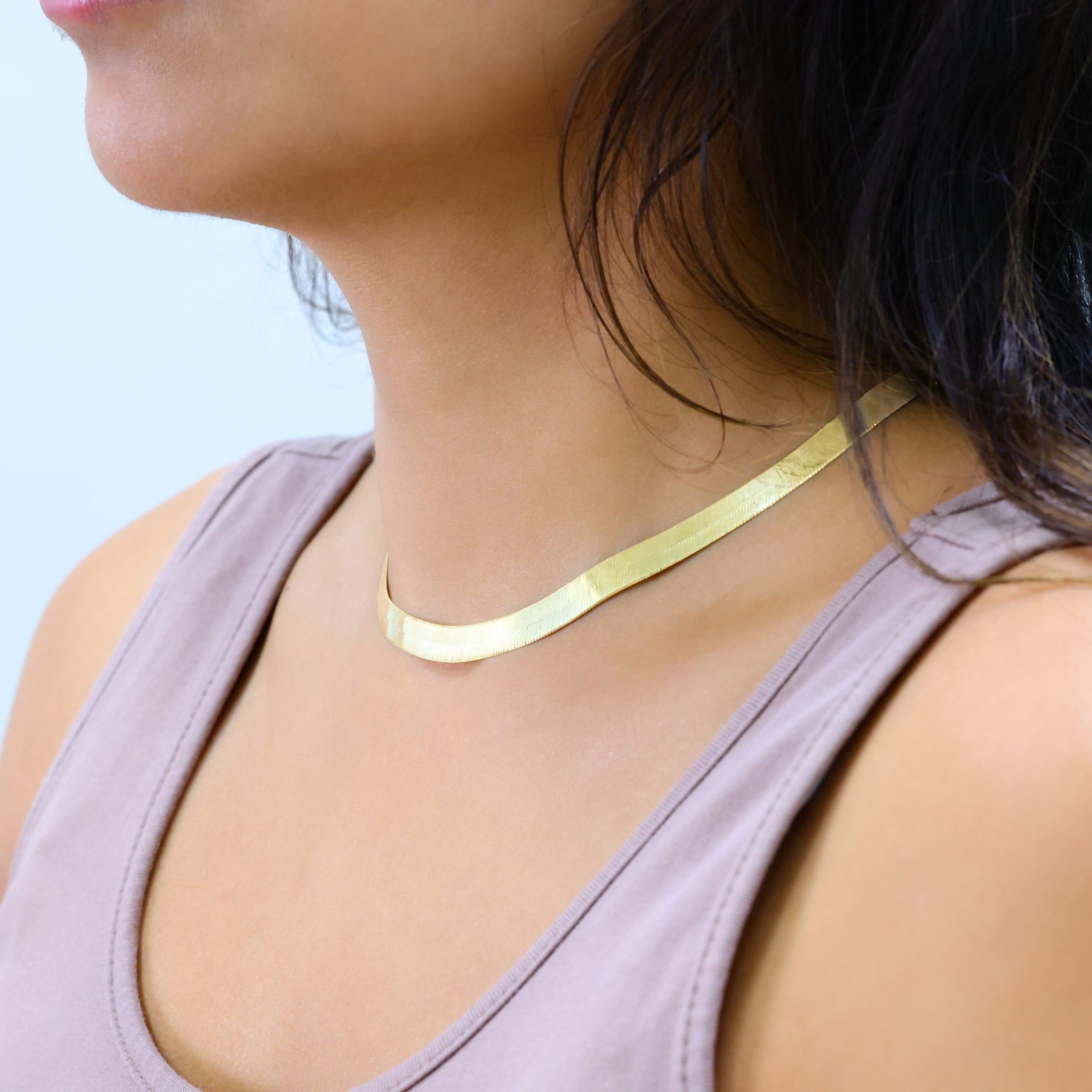 Nuragold 14K Real Yellow Gold Solid Herringbone Flexible Chain Necklace 14"-24" (3mm-7mm) Italian Jewelry for Men & Women - Image 5