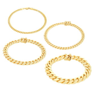 Nuragold 14K Real Yellow Gold Solid Miami Cuban Link Chain Bracelet 7"-9" (2.7mm-11mm) Italian Jewelry for Men & Women