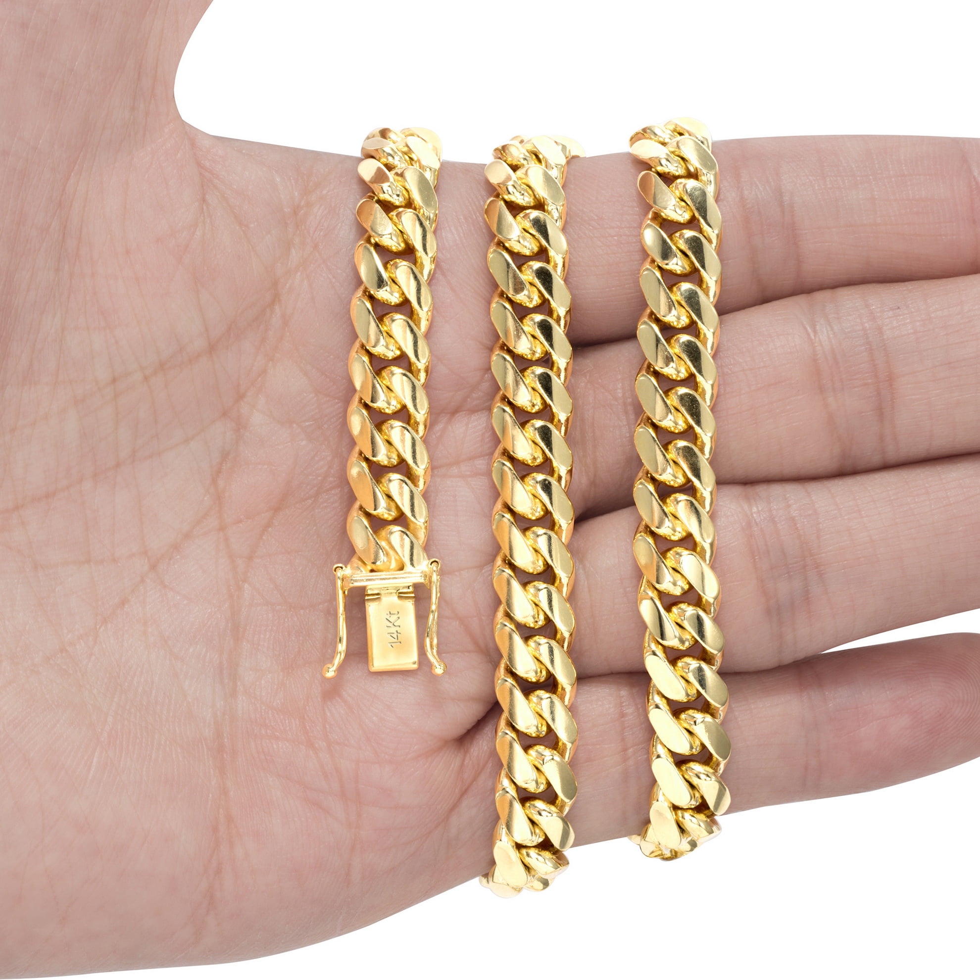 Nuragold 14K Real Yellow Gold Solid Miami Cuban Link Chain Necklace 16"-30" (2.7mm-11mm) Italian Jewelry for Men & Women - Image 3