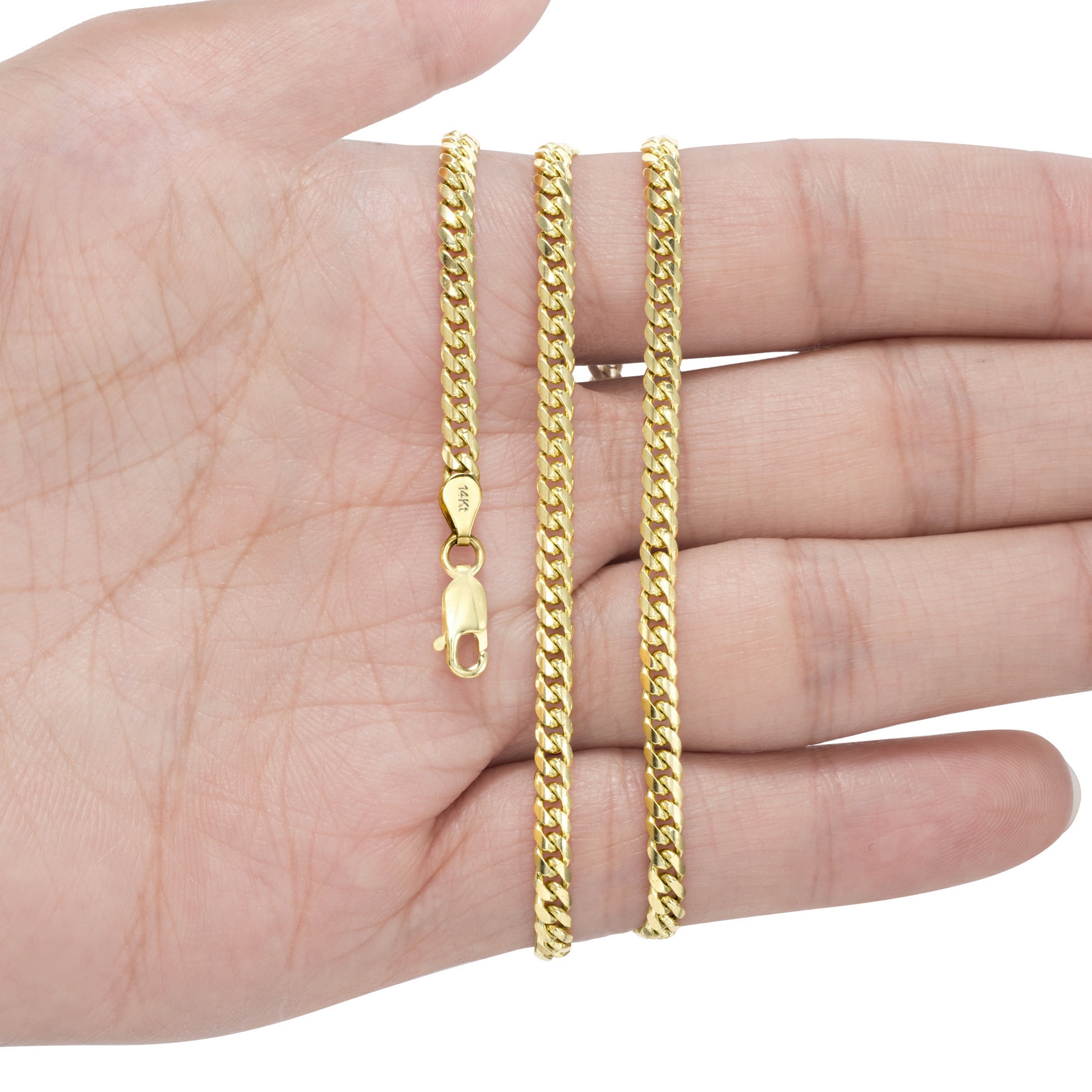 Nuragold 14K Real Yellow Gold Solid Miami Cuban Link Chain Necklace 16"-30" (2.7mm-11mm) Italian Jewelry for Men & Women - Image 2