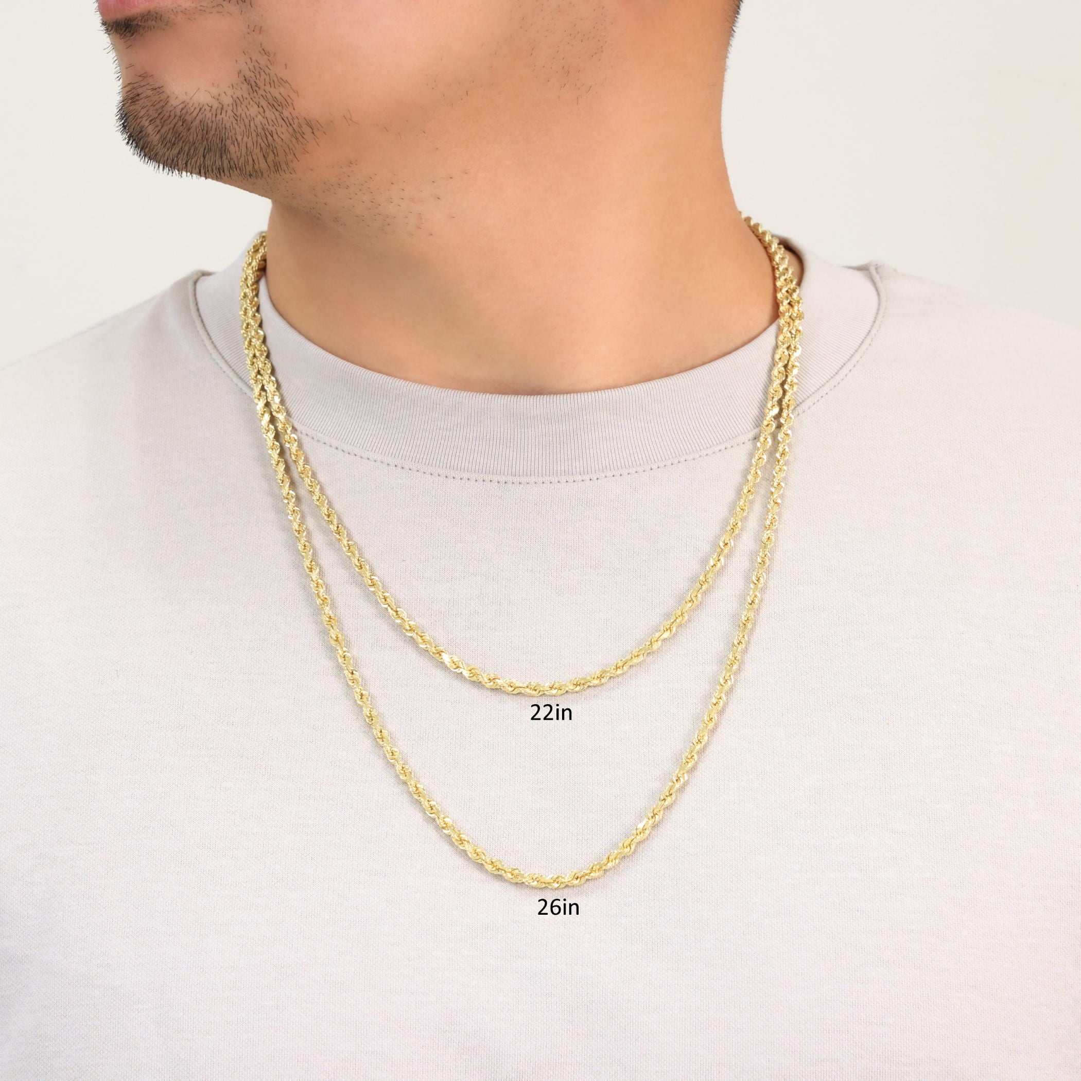 Nuragold 14K Real Yellow Gold Solid Rope Diamond Cut Chain Necklace 16"-30" (1mm-10mm) Italian Jewelry for Men & Women - Image 3