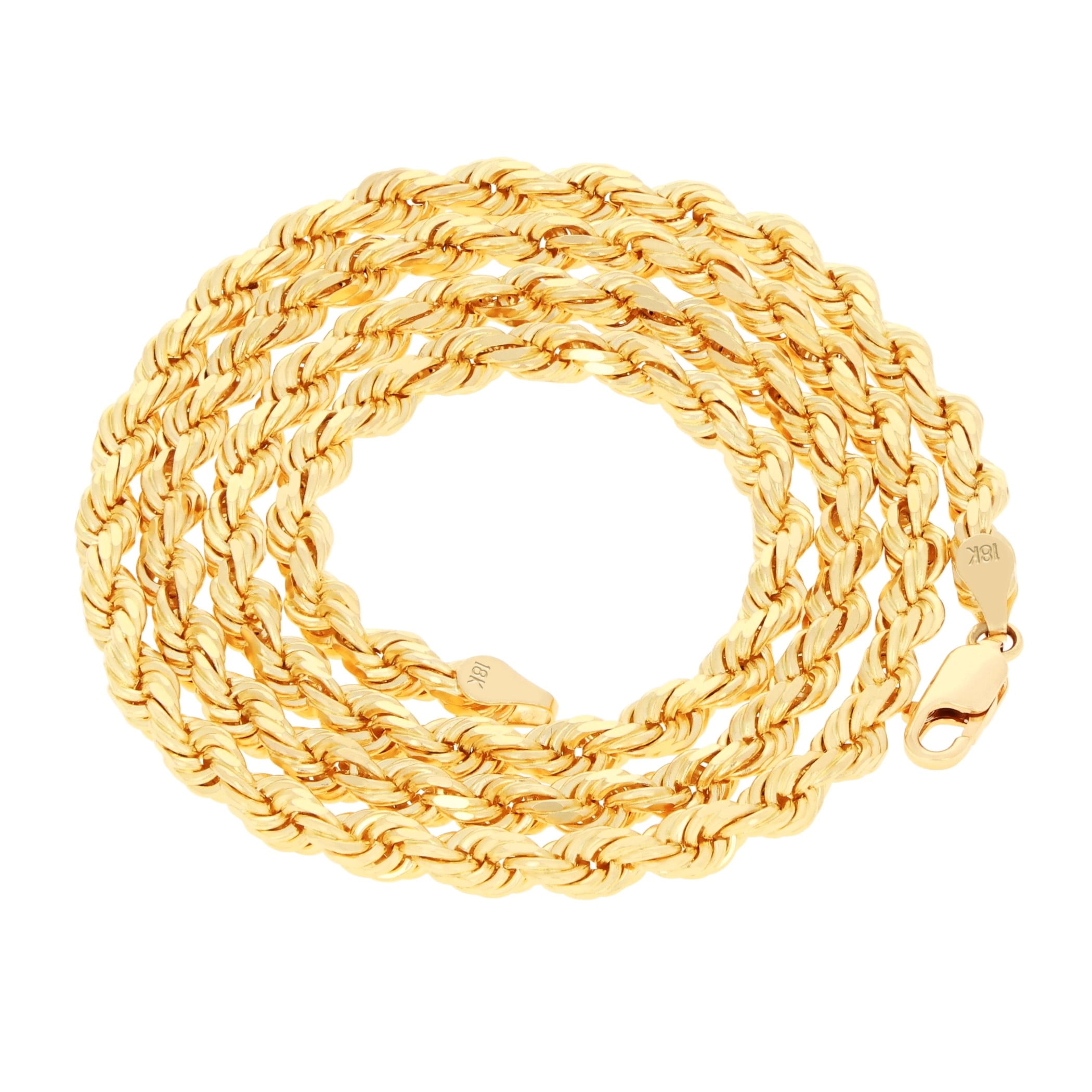Nuragold 18k Real Yellow Gold 5mm Rope Chain Diamond Cut Necklace (18"-28") Italian Jewelry for Men & Women - Image 5