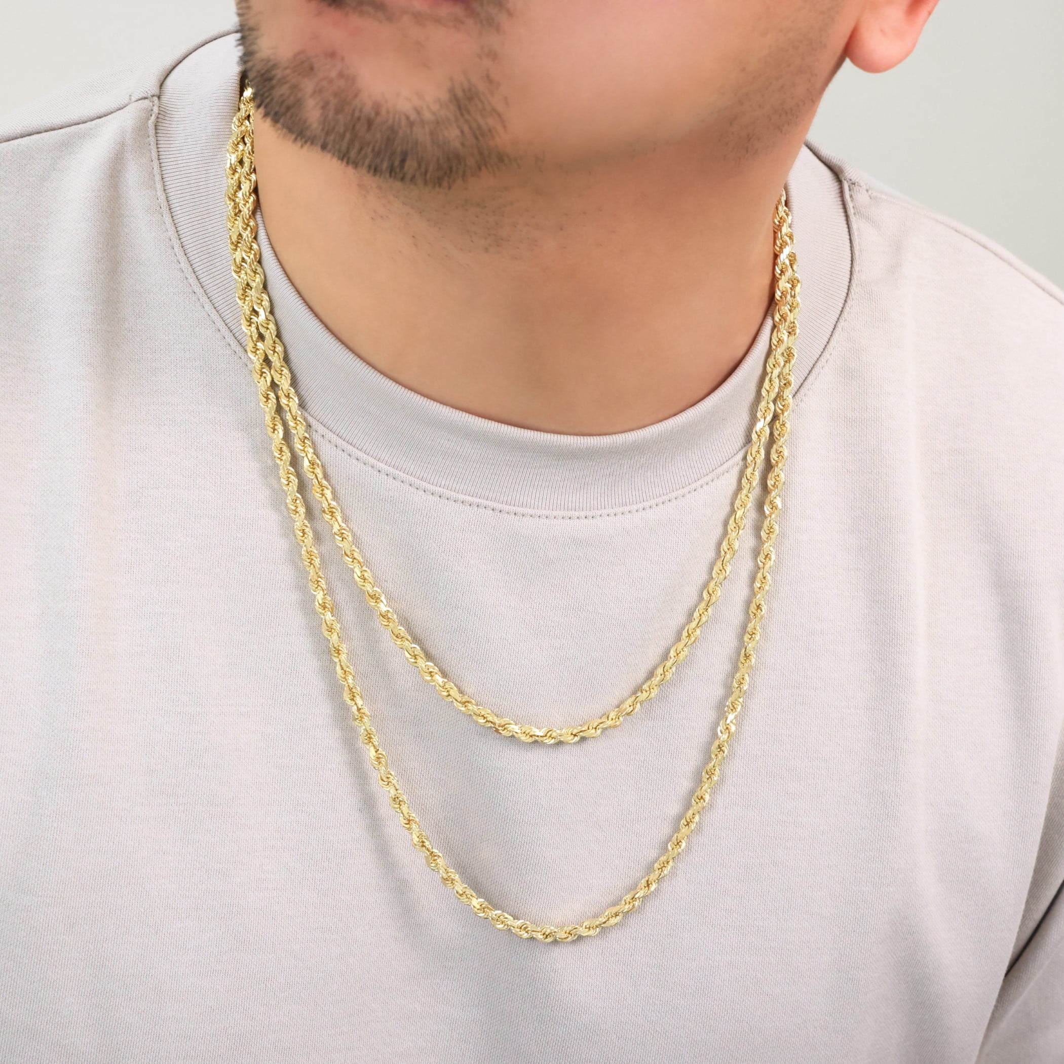 Nuragold 18k Real Yellow Gold 5mm Rope Chain Diamond Cut Necklace (18"-28") Italian Jewelry for Men & Women - Image 2