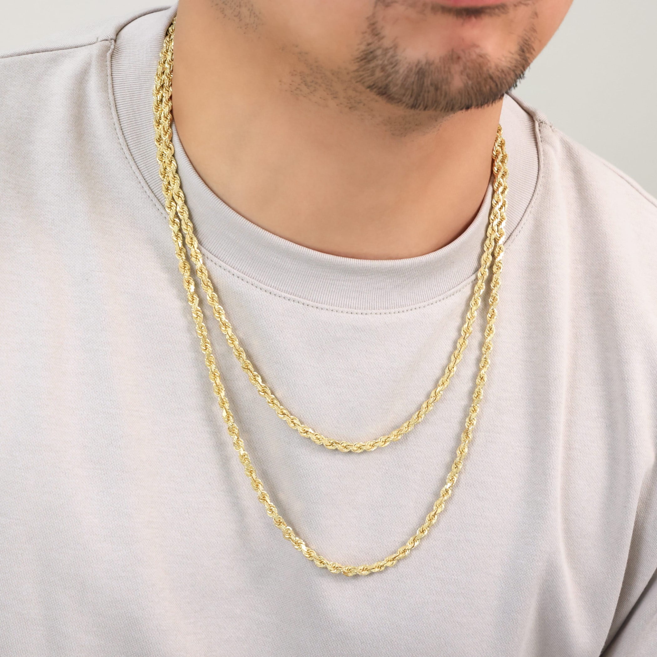 Nuragold 18k Real Yellow Gold 5mm Rope Chain Diamond Cut Necklace (18"-28") Italian Jewelry for Men & Women - Image 4