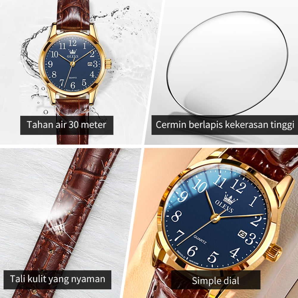 OLEVS Classic Leather Watches for Women, Business Dress Roman Arabic Numerals Ladies Watches, Waterproof Analog Quartz Womens Wrist Watches Brown Leather Strap Relojes para Mujer - Image 2