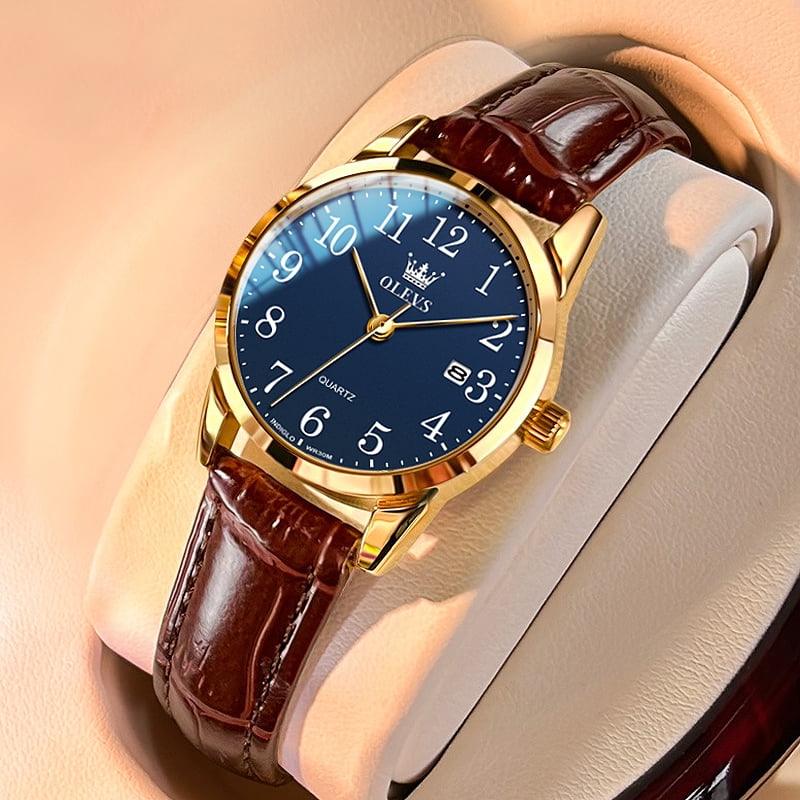 OLEVS Classic Leather Watches for Women, Business Dress Roman Arabic Numerals Ladies Watches, Waterproof Analog Quartz Womens Wrist Watches Brown Leather Strap Relojes para Mujer - Image 4