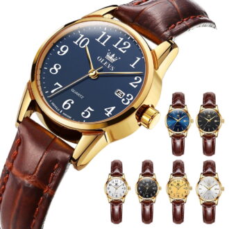 OLEVS Classic Leather Watches for Women, Business Dress Roman Arabic Numerals Ladies Watches, Waterproof Analog Quartz Womens Wrist Watches Brown Leather Strap Relojes para Mujer