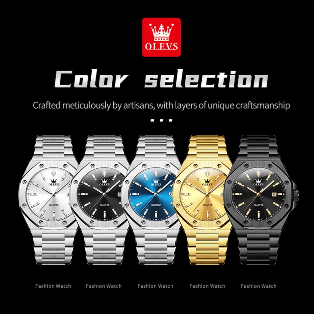OLEVS Watch for Men Business Dress Diamond Analog Quartz Date Luxury Classic Casual Stainless Steel Waterproof Luminous Mens Wrist Watches Reloj para Hombre - Image 4