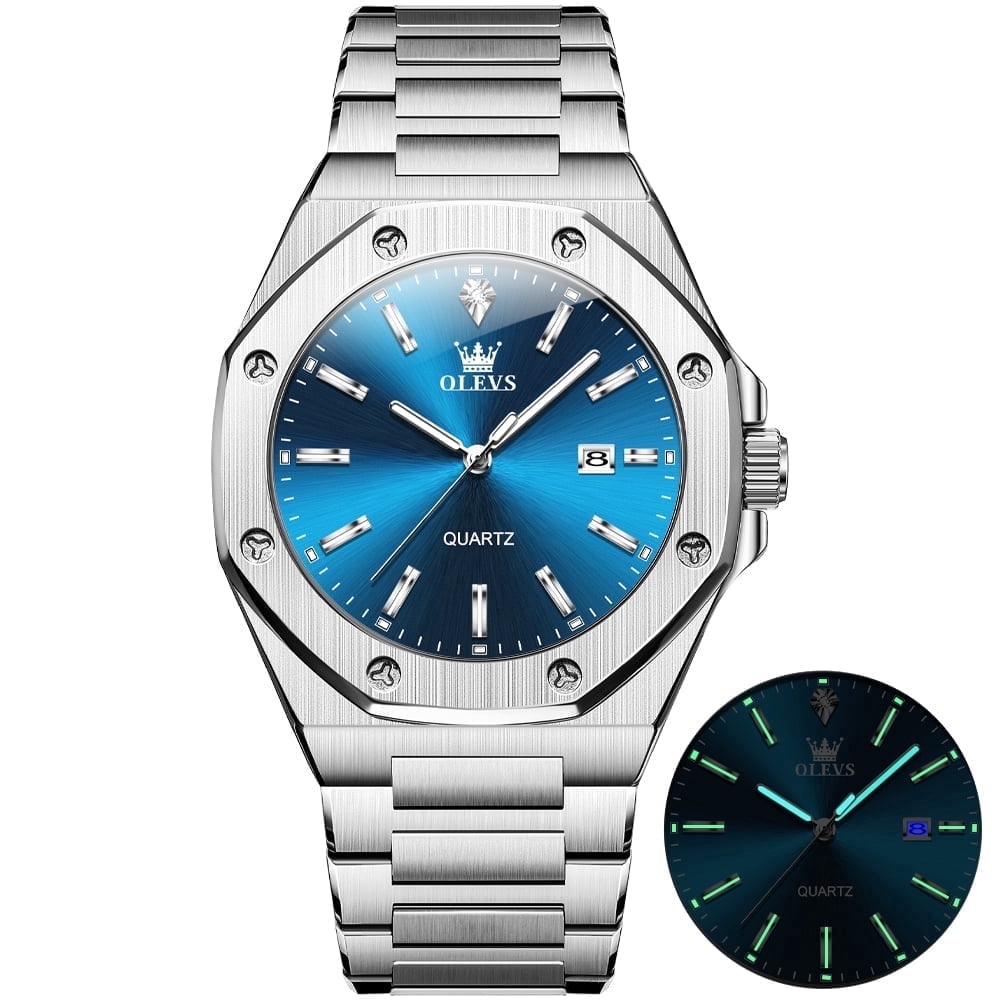 OLEVS Watch for Men Business Dress Diamond Analog Quartz Date Luxury Classic Casual Stainless Steel Waterproof Luminous Mens Wrist Watches Reloj para Hombre