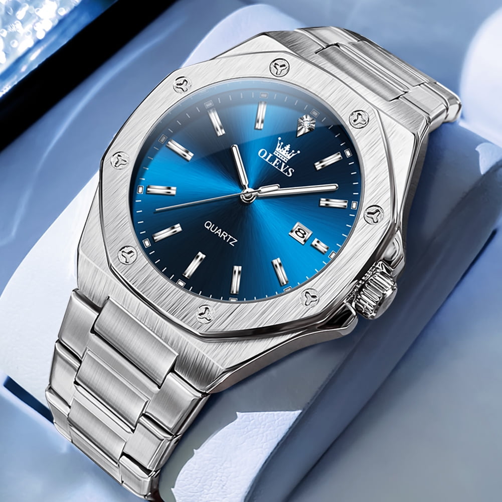 OLEVS Watch for Men Business Dress Diamond Analog Quartz Date Luxury Classic Casual Stainless Steel Waterproof Luminous Mens Wrist Watches Reloj para Hombre - Image 2