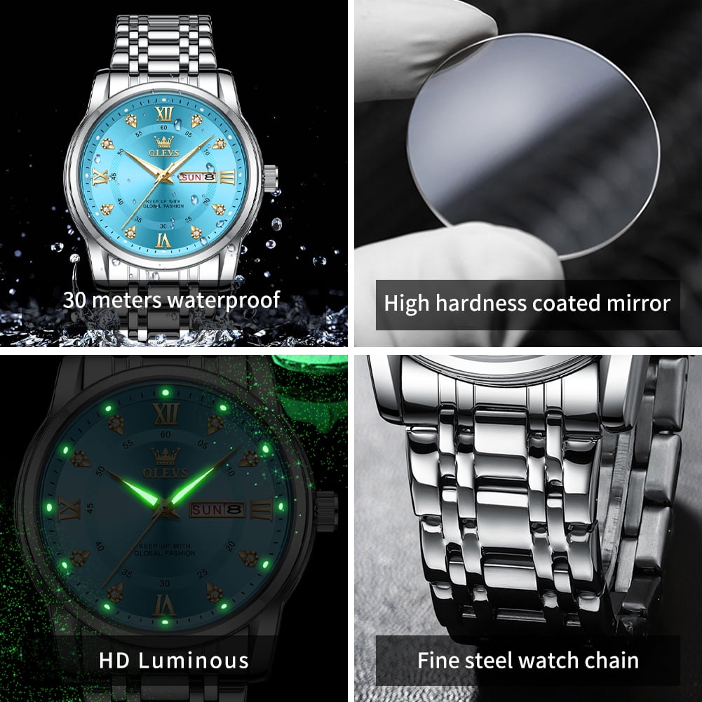 OLEVS Watches for Men Classic Business Dress Analog Quartz Stainless Steel Waterproof Luminous Date Diamond Mens Wrist Watches Relojes De Hombre - Image 3