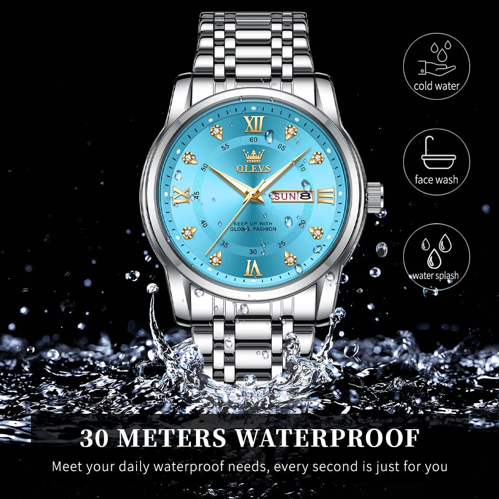 OLEVS Watches for Men Classic Business Dress Analog Quartz Stainless Steel Waterproof Luminous Date Diamond Mens Wrist Watches Relojes De Hombre - Image 2