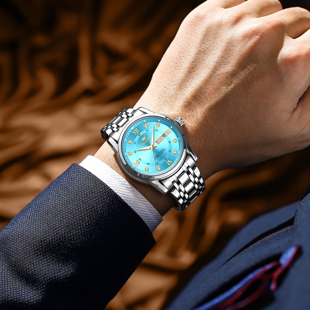 OLEVS Watches for Men Classic Business Dress Analog Quartz Stainless Steel Waterproof Luminous Date Diamond Mens Wrist Watches Relojes De Hombre - Image 5