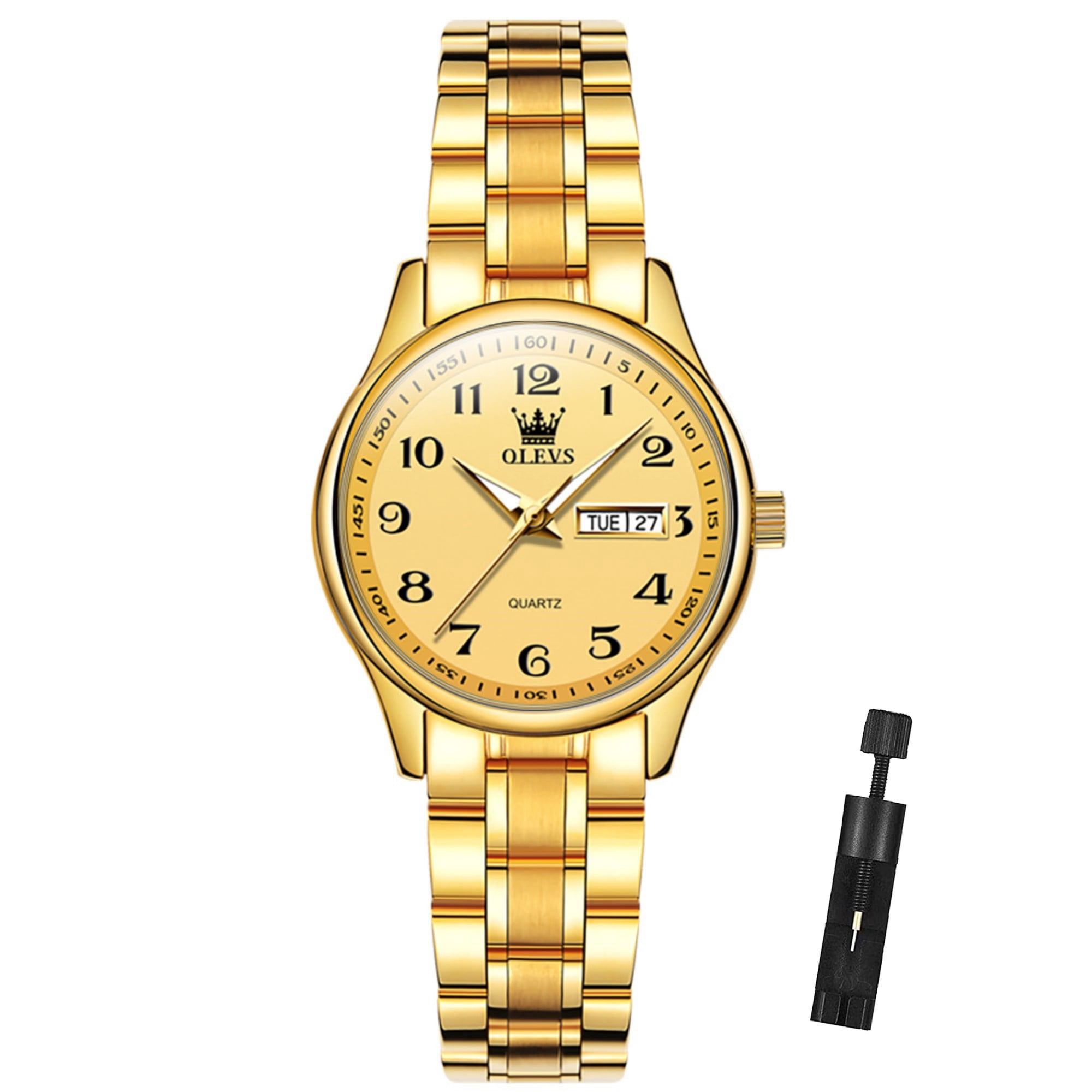 OLEVS Watches for Women Business Dress Two Tone Gold Plated Stainless Steel Analog Quartz Digital Date Waterproof Luminous Ladies Wrist Watches Relojes para Mujer - Image 5