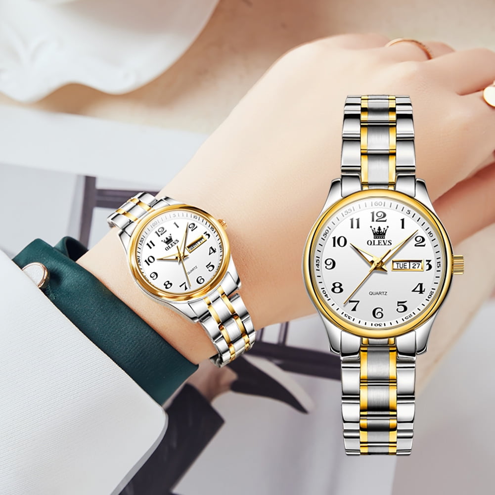 OLEVS Women Watches Business Dress Female Ladies for Small Wrist Watch Gold Plated Silver Tone Stainless Steel Band Analog Quartz Waterproof Lady Watches - Image 2