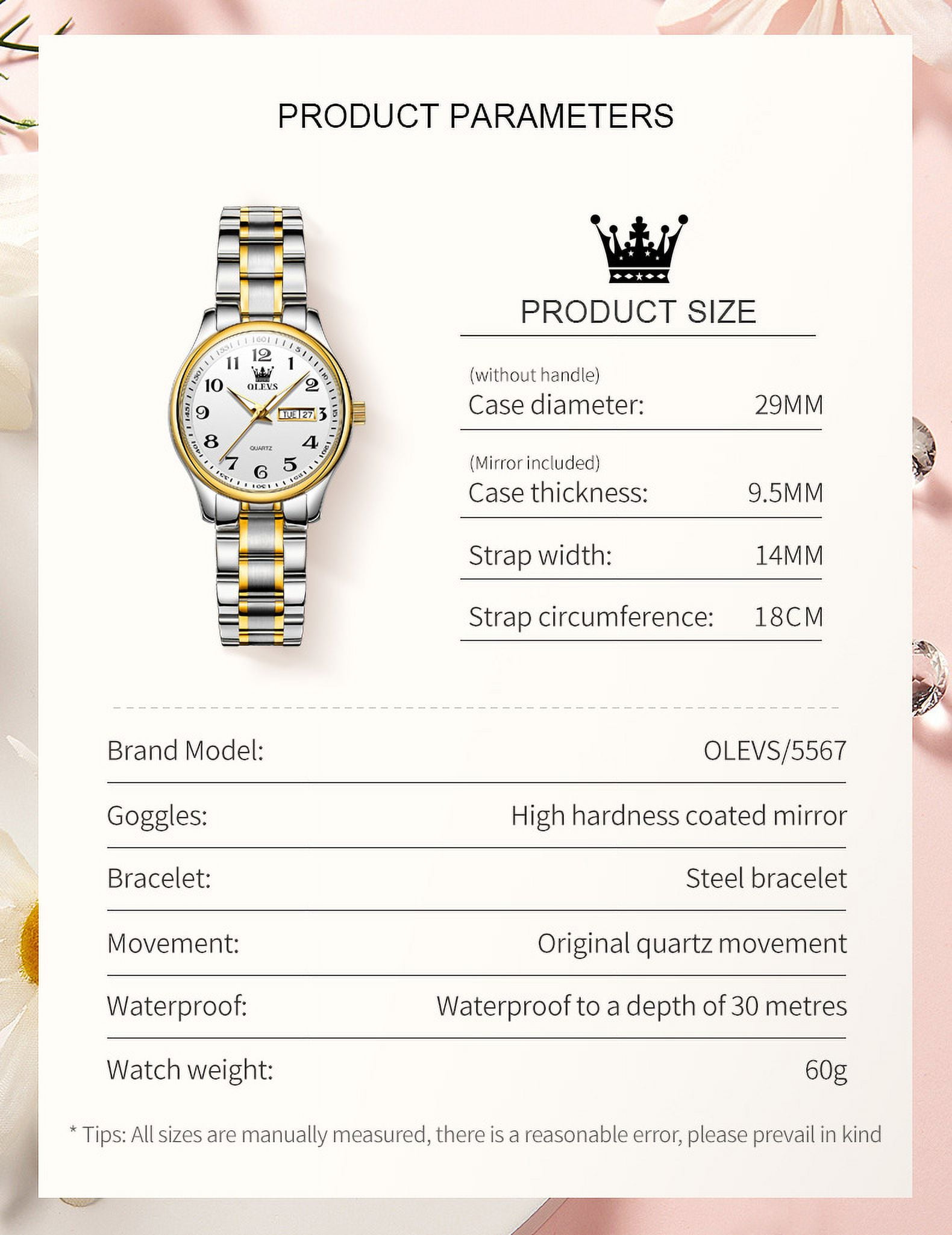 OLEVS Women Watches Business Dress Female Ladies for Small Wrist Watch Gold Plated Silver Tone Stainless Steel Band Analog Quartz Waterproof Lady Watches - Image 4