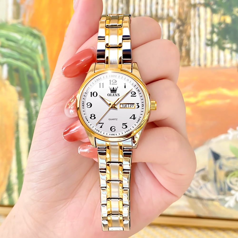 OLEVS Women Watches Business Dress Female Ladies for Small Wrist Watch Gold Plated Silver Tone Stainless Steel Band Analog Quartz Waterproof Lady Watches - Image 5