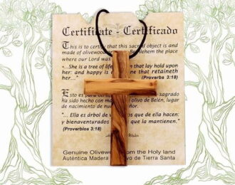 Olive Wood Hanging Crucifix with Cotton Cord - Necklace, Certificate of Origin -The Jerusalem Gift Shop Shop