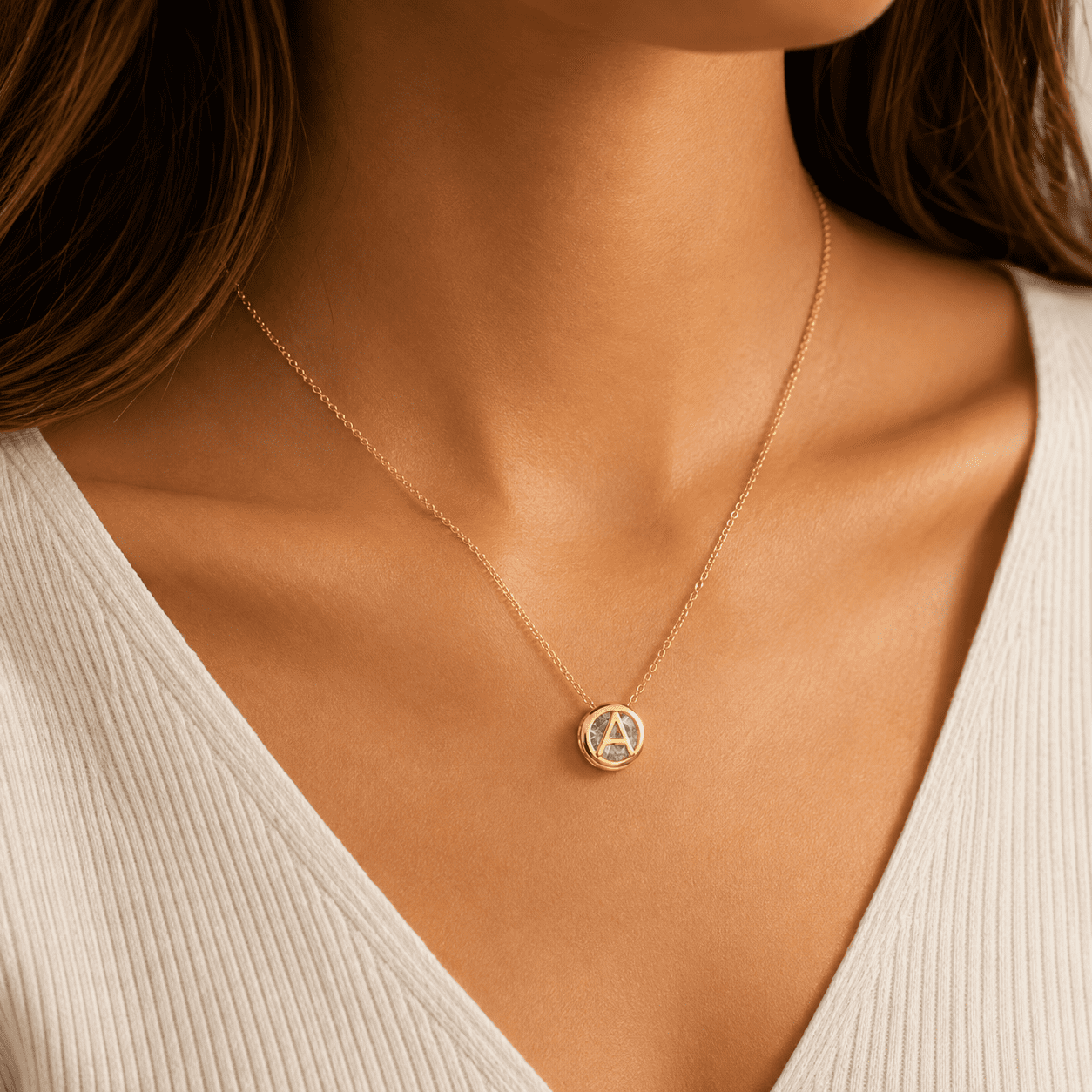 Opalunae A Initial Necklace for Women, 18K Gold Plated Round Letter A Pendant with Cubic Zirconia, Personalized Initial Jewelry Gift for Mom, Wife, Girlfriend - Image 4