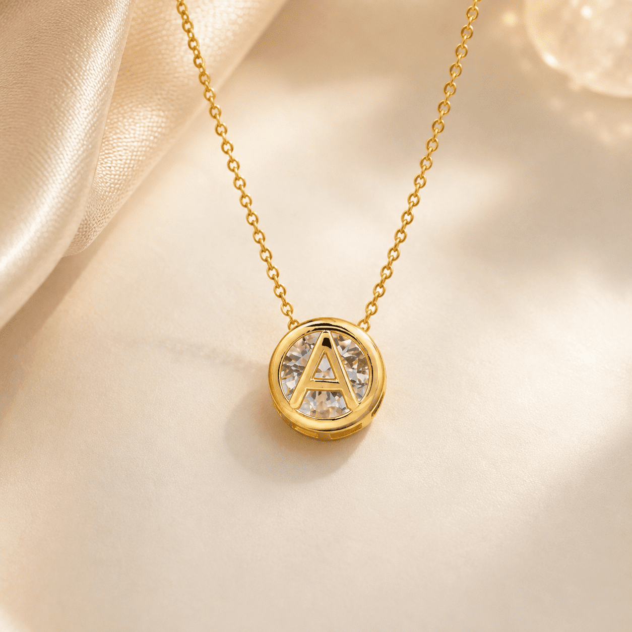 Opalunae A Initial Necklace for Women, 18K Gold Plated Round Letter A Pendant with Cubic Zirconia, Personalized Initial Jewelry Gift for Mom, Wife, Girlfriend - Image 3