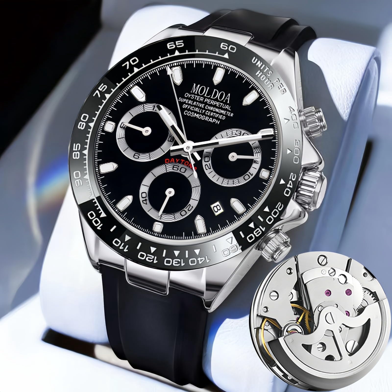 Pagani Design Daytona Homage Men's Watch Panda Analog Quartz Japan Movement Chronograph Luxury Wrist Watch Business Waterproof Silicone Strap Sports Pagani Watches for Men - Image 2