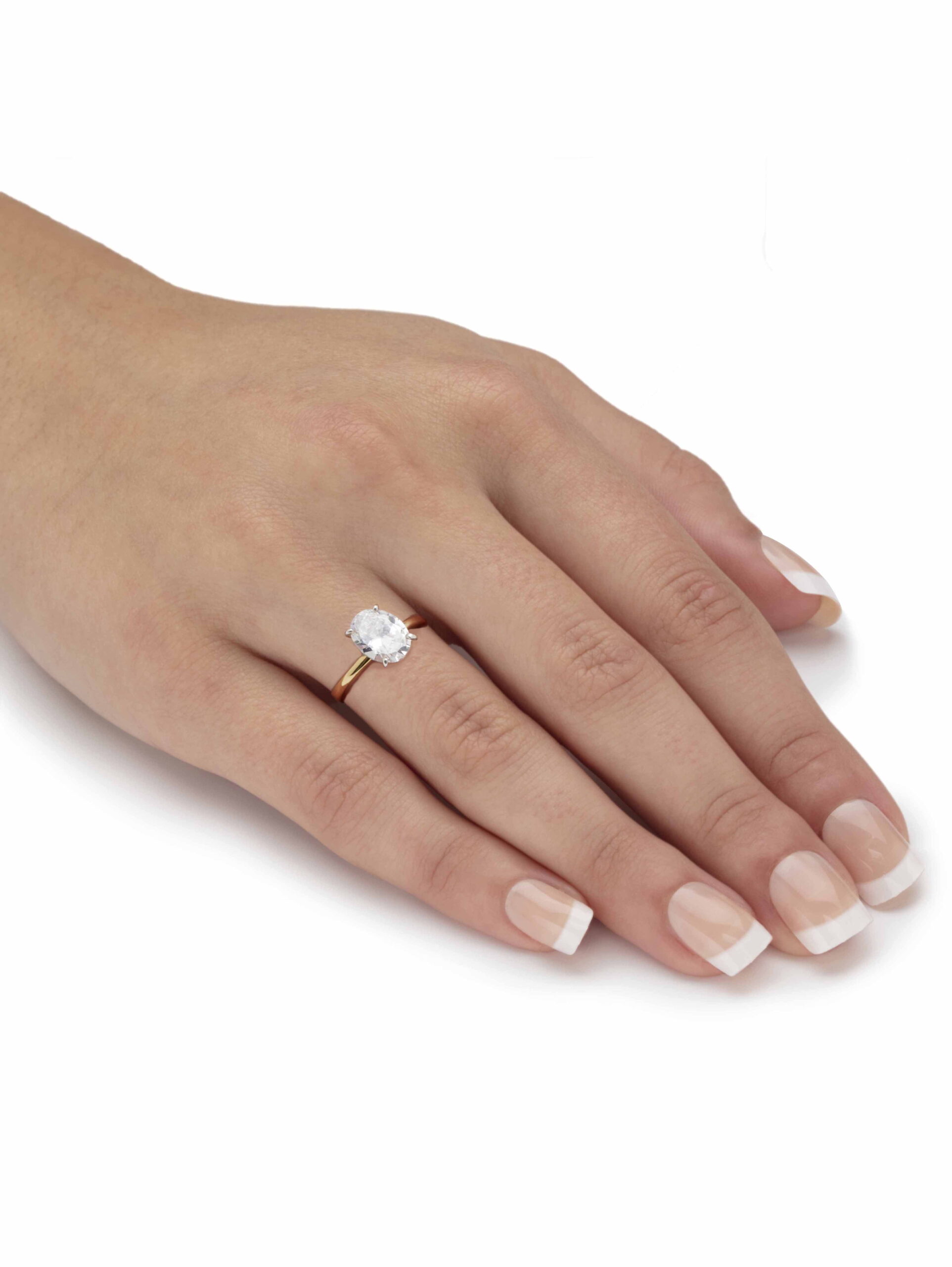 PalmBeach Jewelry Round or Oval Cubic Zirconia Solitaire Engagement Ring in Gold-Plated Platinum-Plated or Silvertone - Image 3