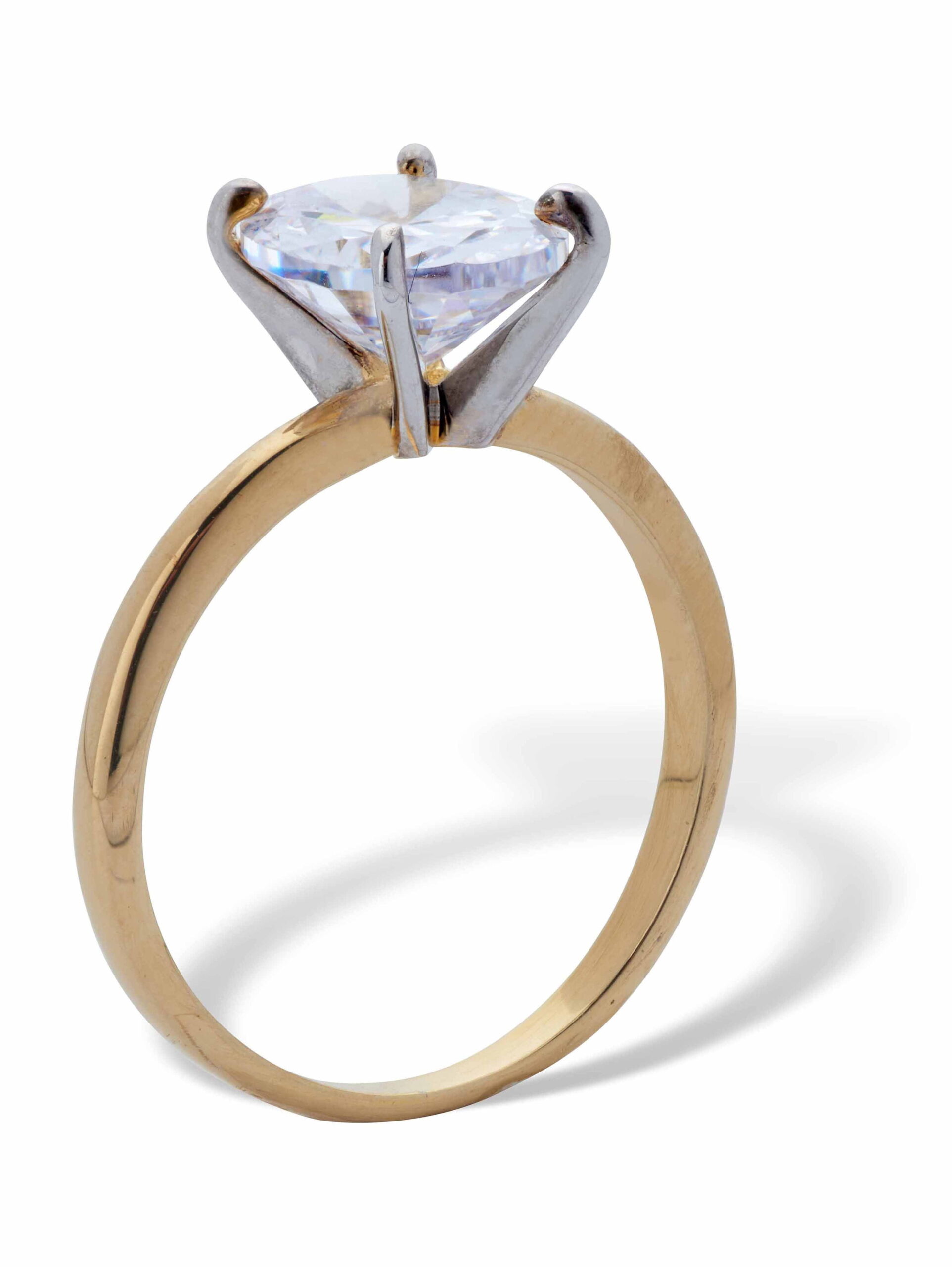 PalmBeach Jewelry Round or Oval Cubic Zirconia Solitaire Engagement Ring in Gold-Plated Platinum-Plated or Silvertone - Image 5