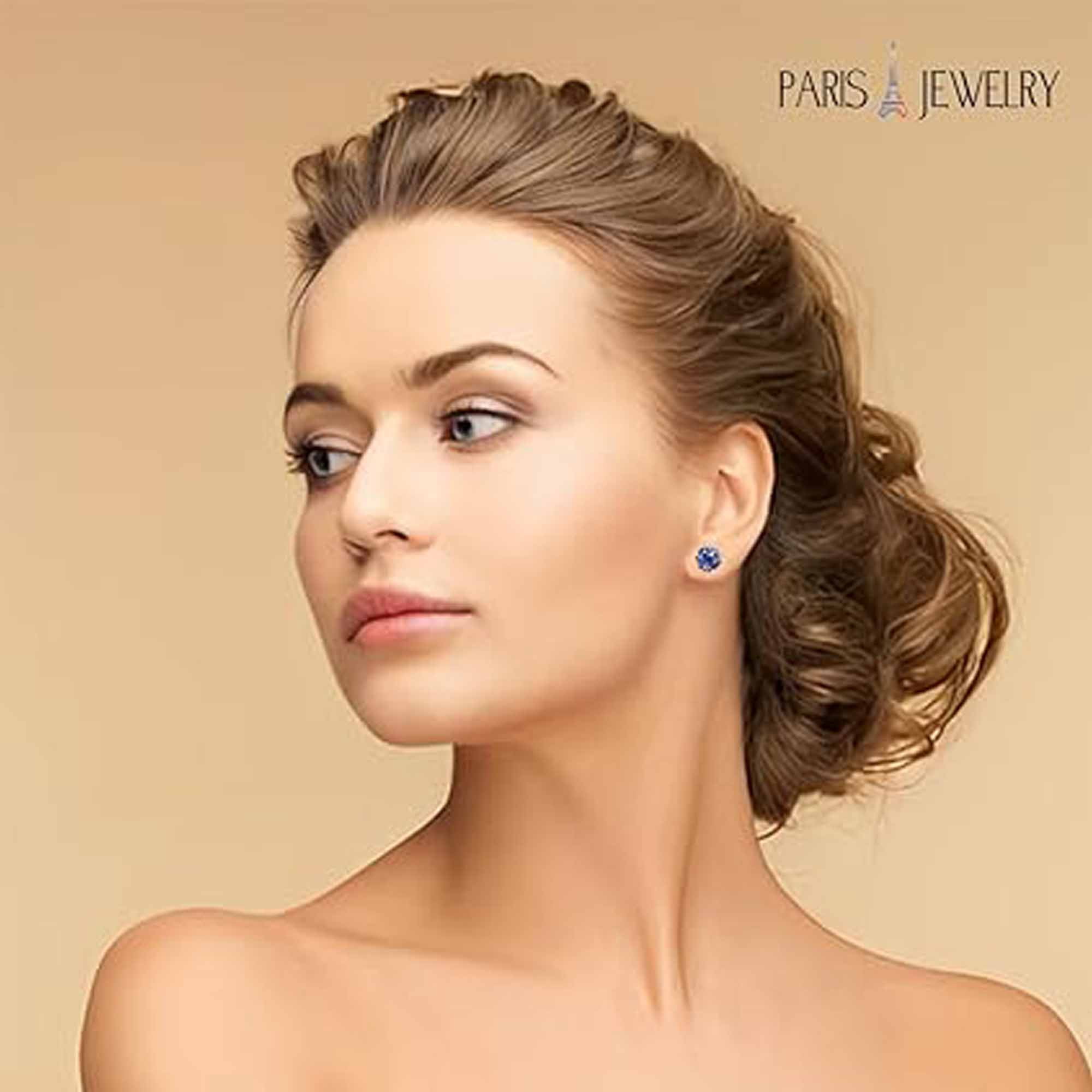 Paris Jewelry 24k White Gold 2 Cttw Alexandrite Round Stud Earrings Jewelry Gift for Women Unisex plated - Image 3